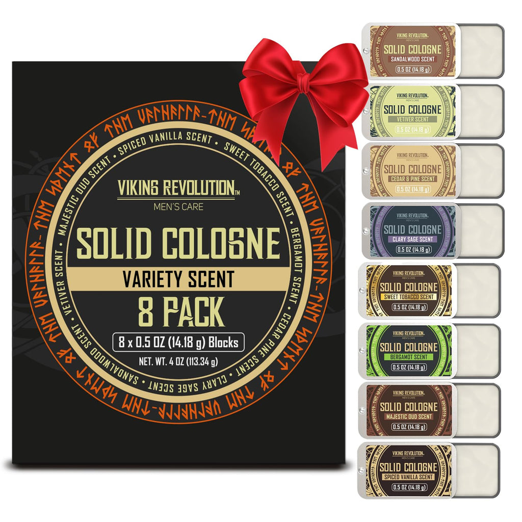 Viking Revolution 8 Pack Solid Cologne for Men – Travel-Size Gift Set (0.5 oz each)