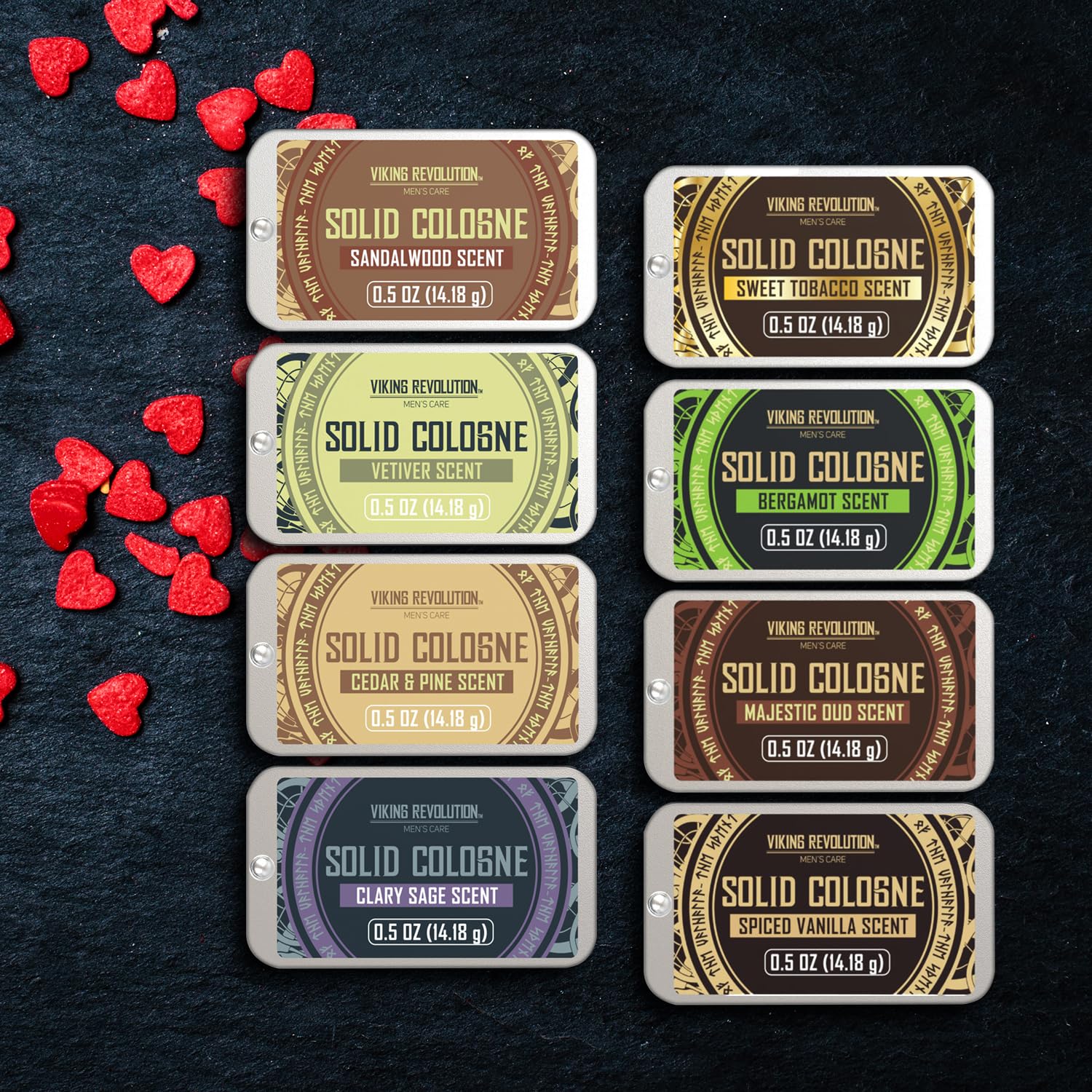 Viking Revolution 8 Pack Solid Cologne for Men – Travel-Size Gift Set (0.5 oz each)