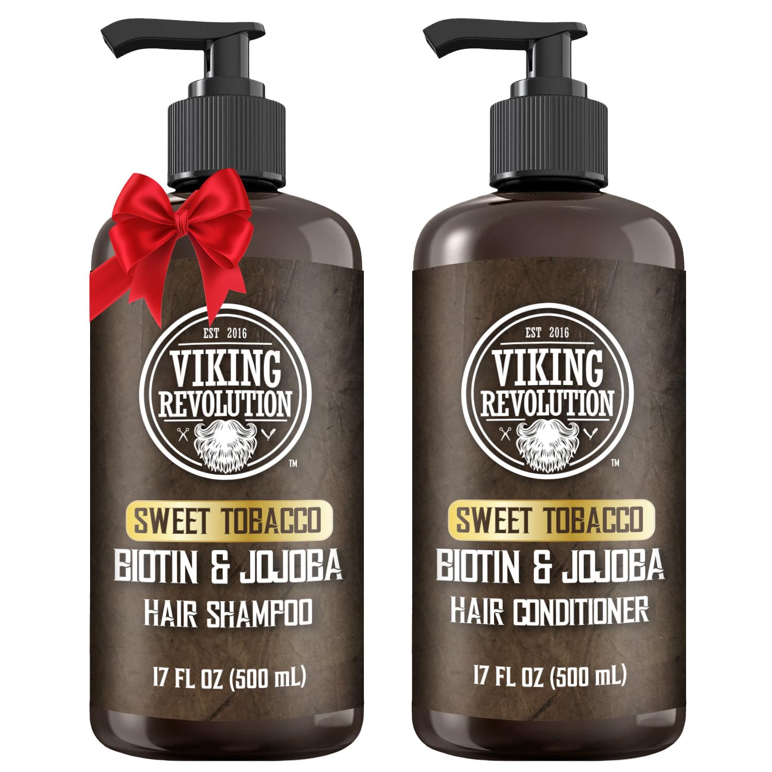 Viking Revolution Sweet Tobacco Mens Shampoo and Conditioner Set with Biotin and Jojoba Oil – 17 oz