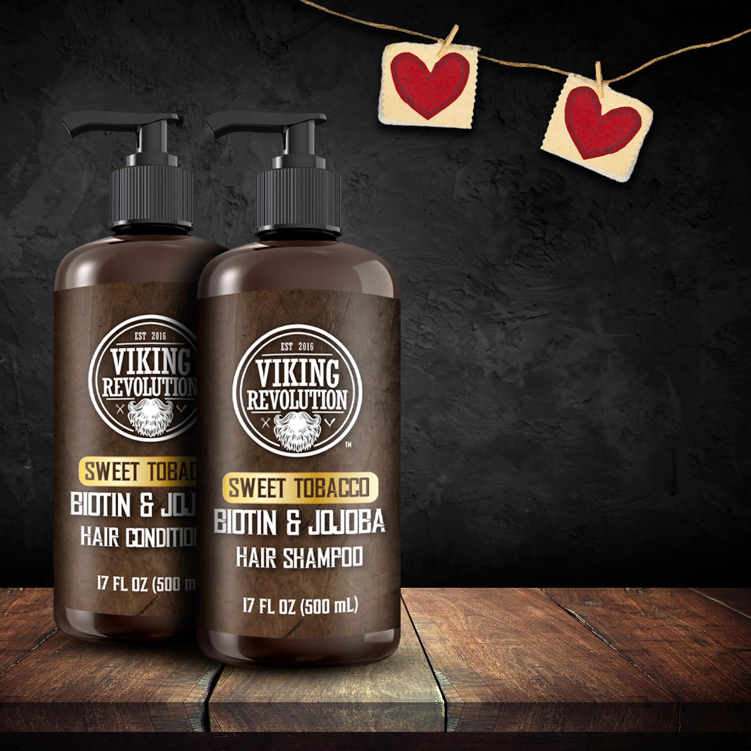Viking Revolution Sweet Tobacco Mens Shampoo and Conditioner Set with Biotin and Jojoba Oil – 17 oz