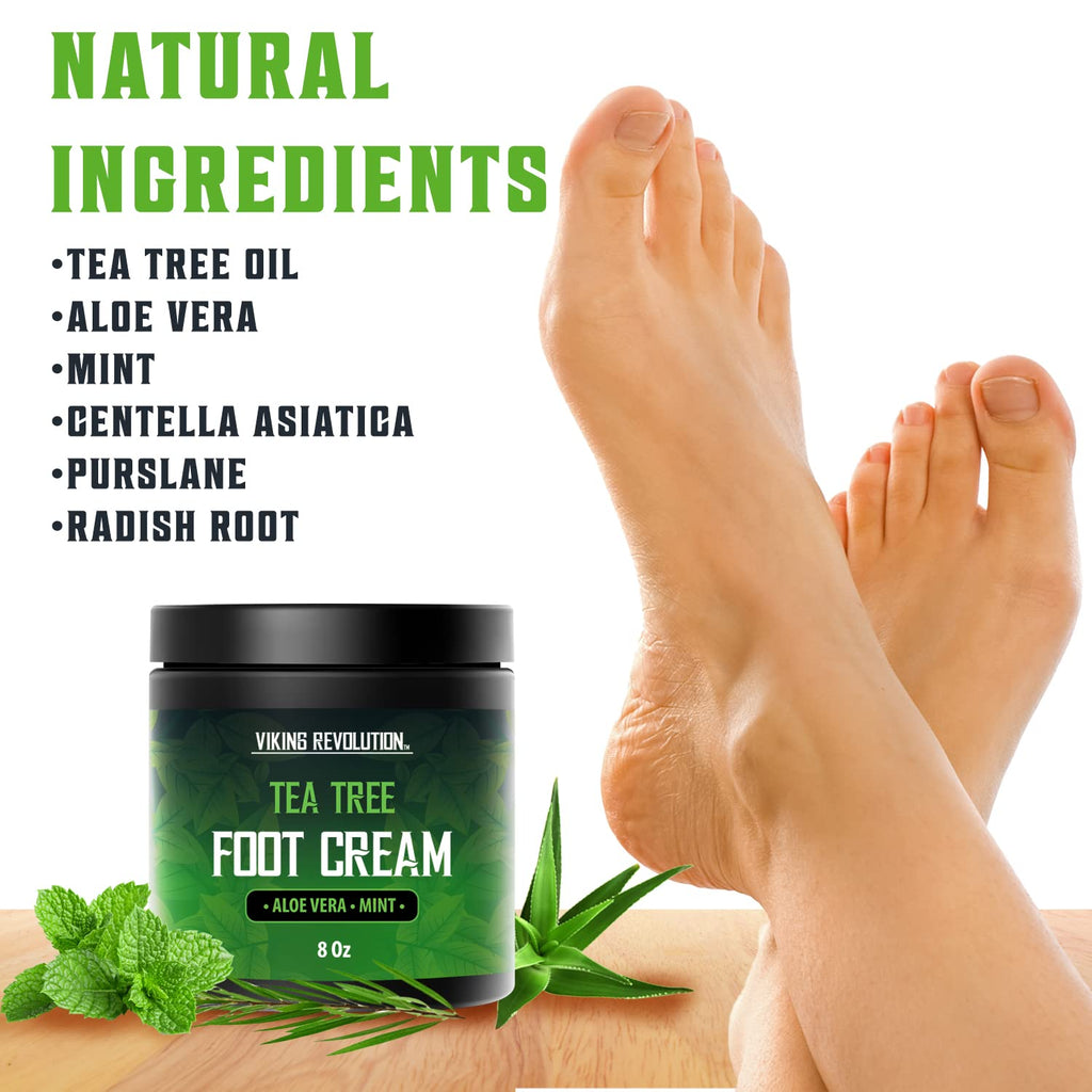 Viking Revolution Tea Tree Foot Cream for Dry Cracked Heels – 8oz Pack of 2