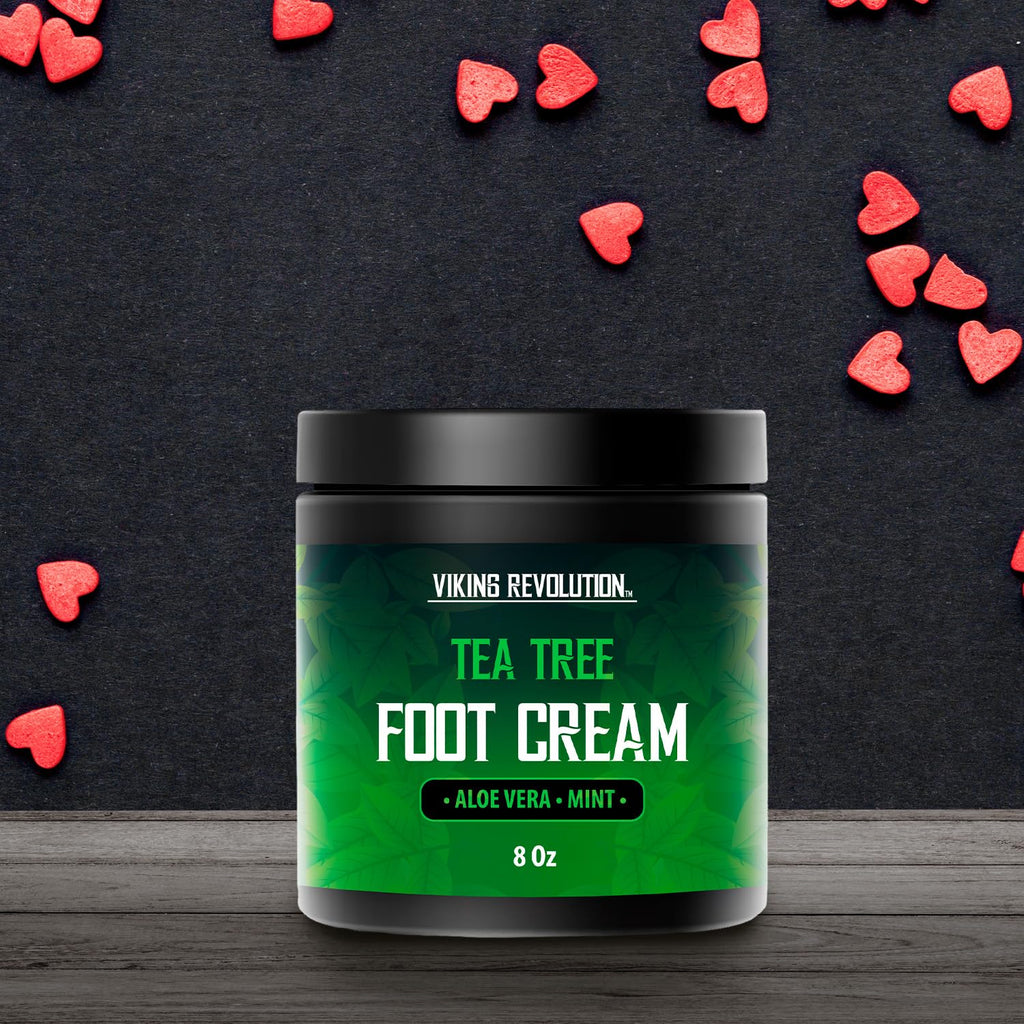 Viking Revolution Tea Tree Foot Cream for Dry Cracked Heels – Aloe Vera & Mint, 8oz
