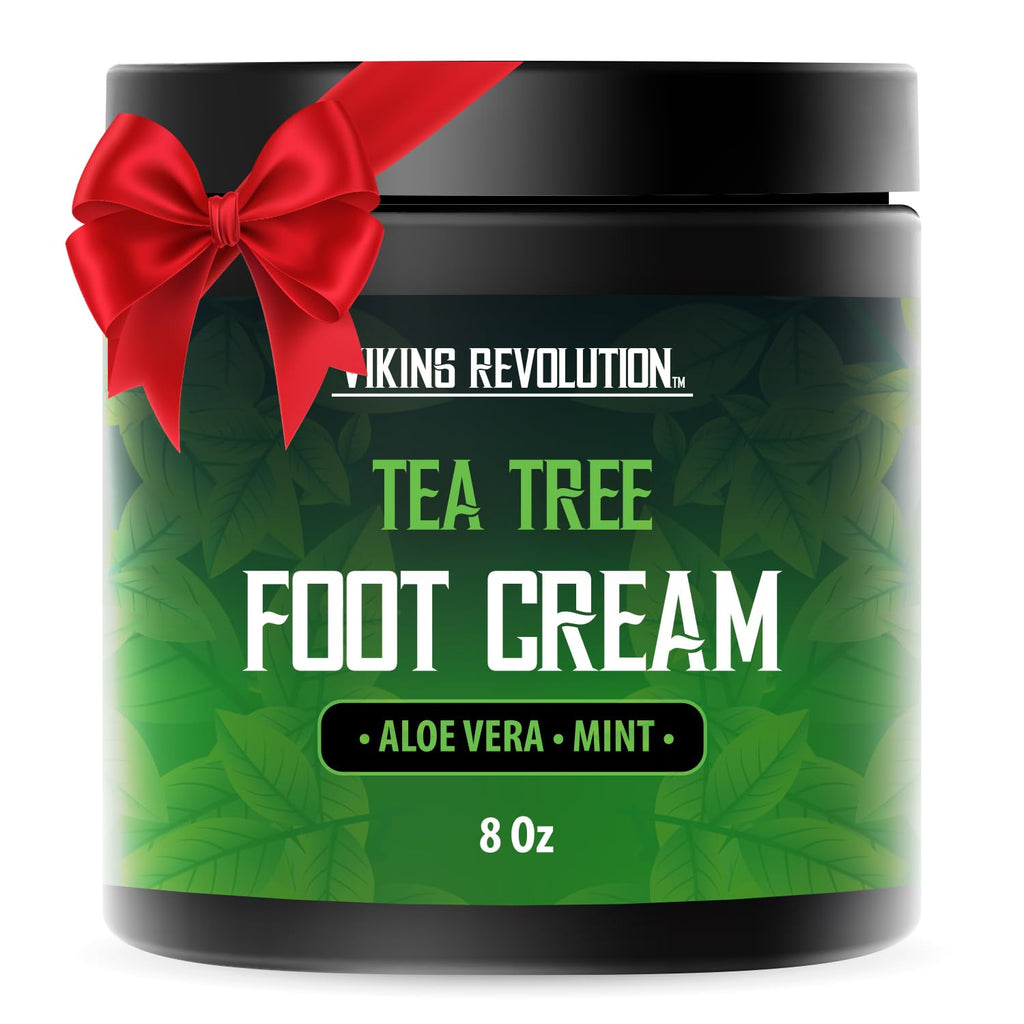 Viking Revolution Tea Tree Foot Cream for Dry Cracked Heels – Aloe Vera & Mint, 8oz