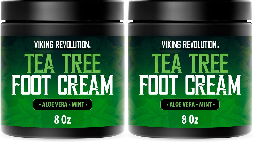 Viking Revolution Tea Tree Foot Cream for Dry Cracked Heels – 8oz Pack of 2