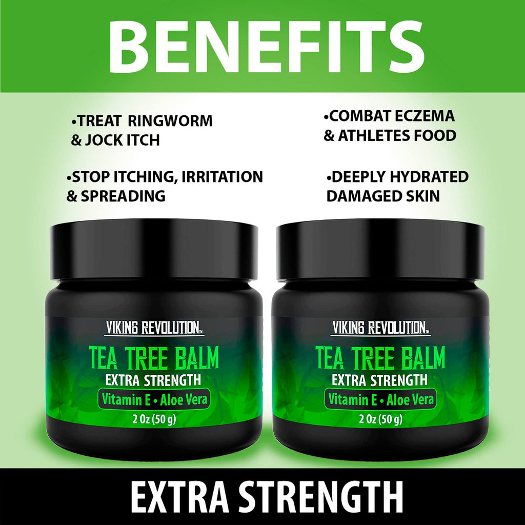 Viking Revolution Tea Tree Oil Cream - Extra Strength Skin Balm for Itchy, Dry Skin | 2 oz x 2 Pack