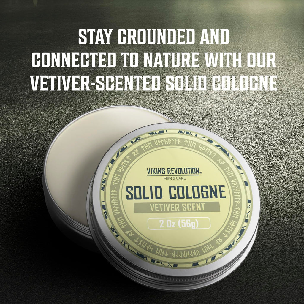 Viking Revolution Vetiver Mens Solid Cologne 2oz – Travel-Ready Vetiver Balm