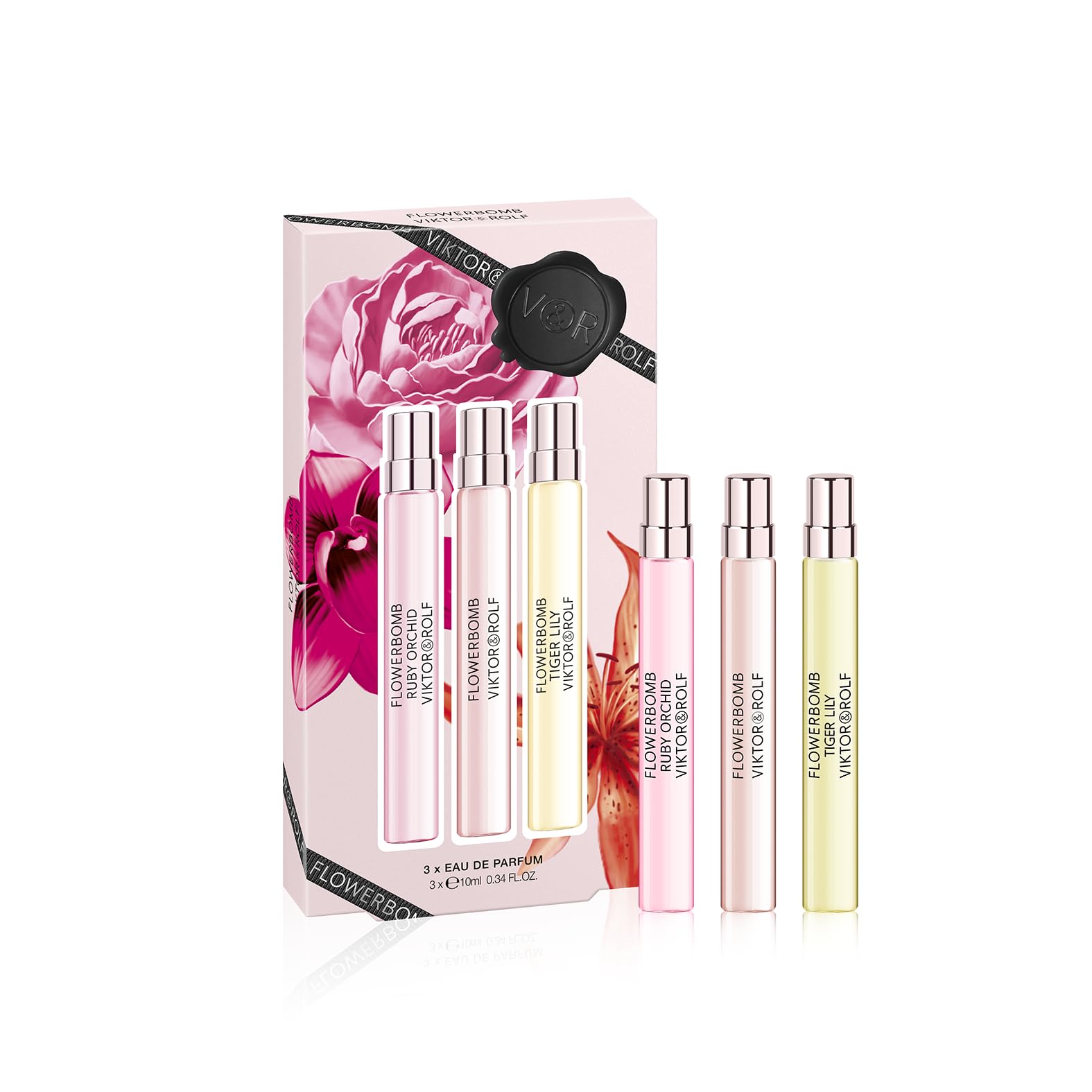Viktor&Rolf Flowerbomb 3-Piece Discovery Set – EDP, Ruby Orchid & Tiger Lily (0.3 oz each) – $117 Value