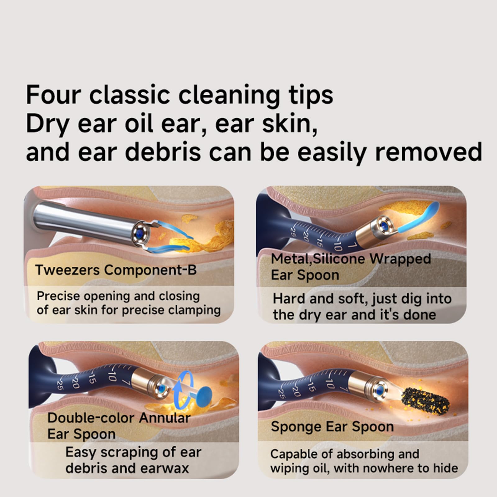 VILLA ART Earsight Plus E33R Ear Wax Removal Tool Camera — Family Otoscope Kit