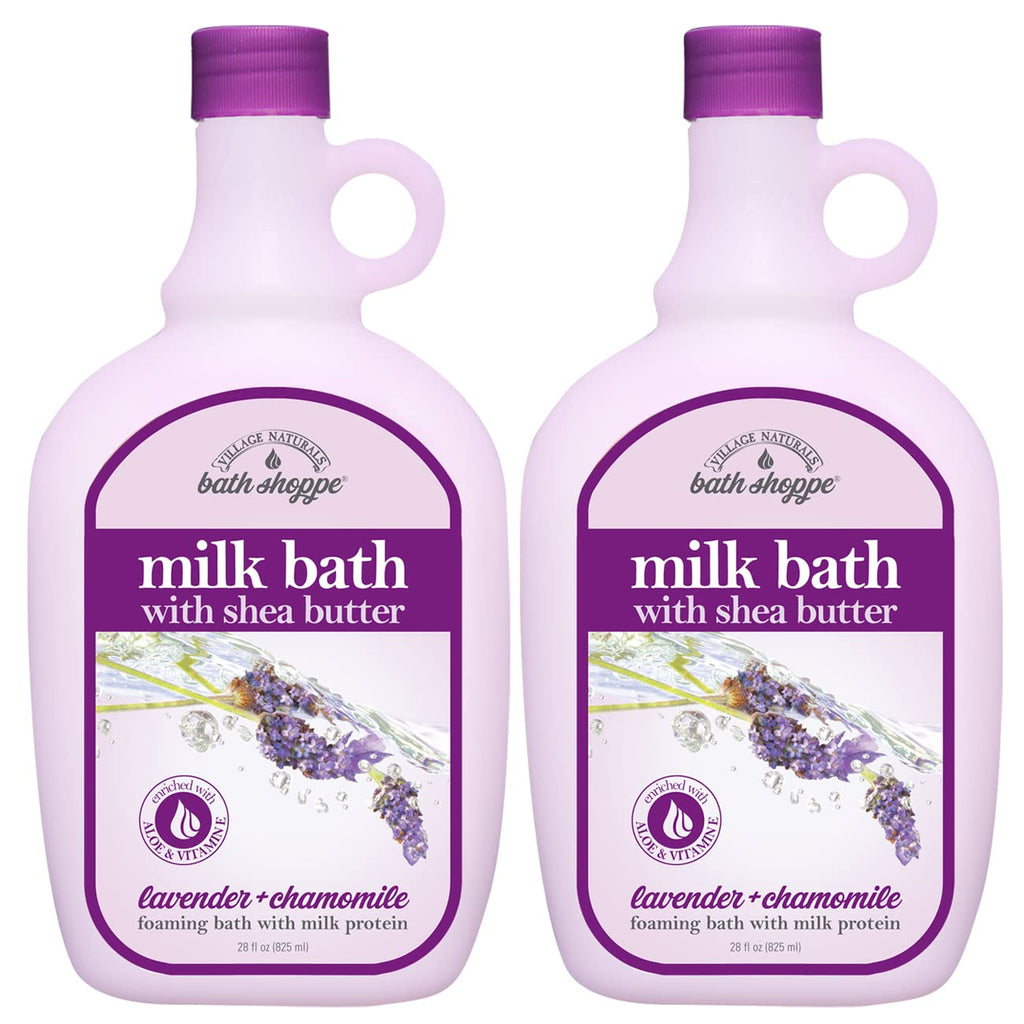 Village Naturals Bath Shoppe Lavender Chamomile Milk Bath – Hydrates Skin with Shea Butter & Vitamin E (2 × 28 oz)