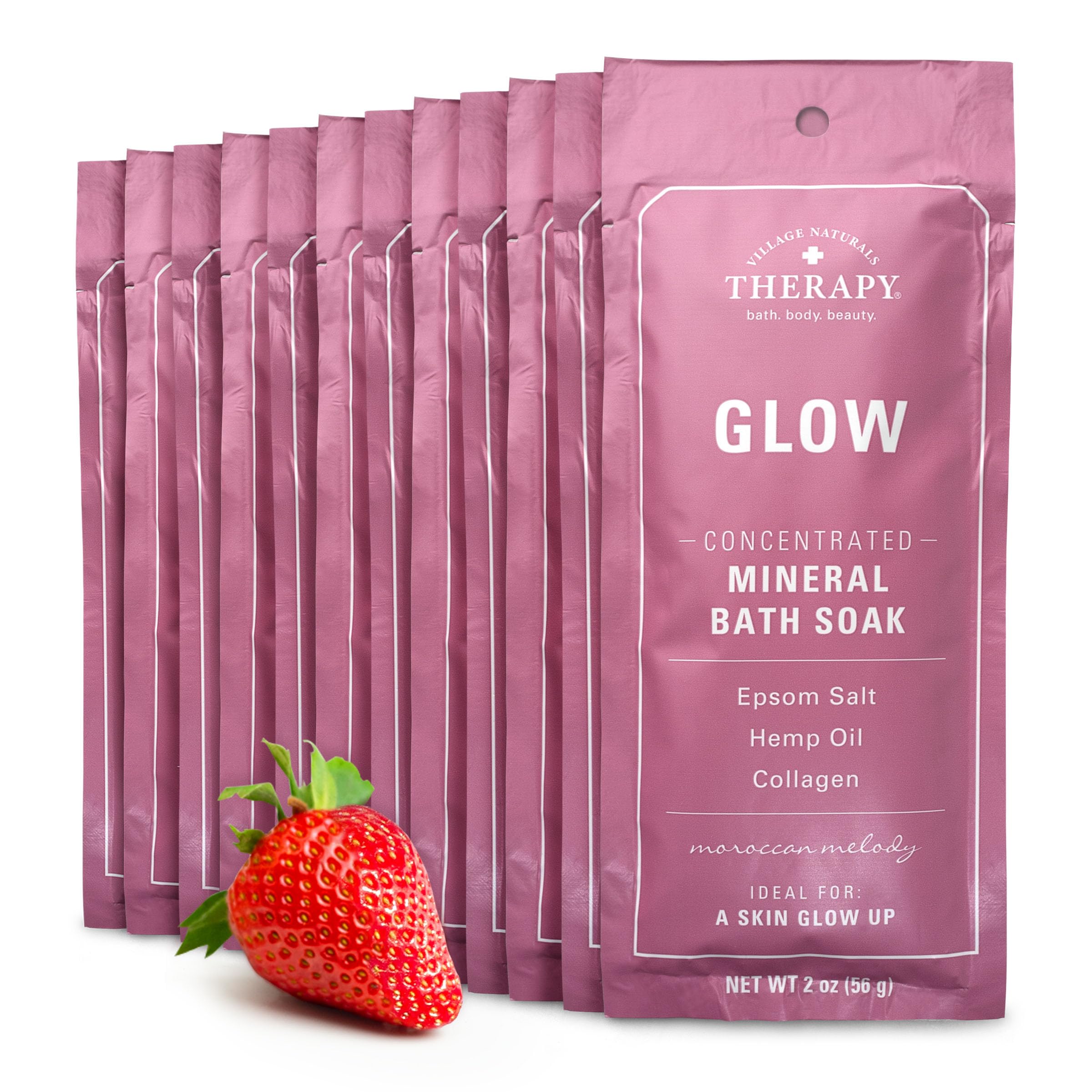 Village Naturals Therapy Glow Concentrated Mineral Bath Soak – Moroccan Melody, 2 oz, 12-pack