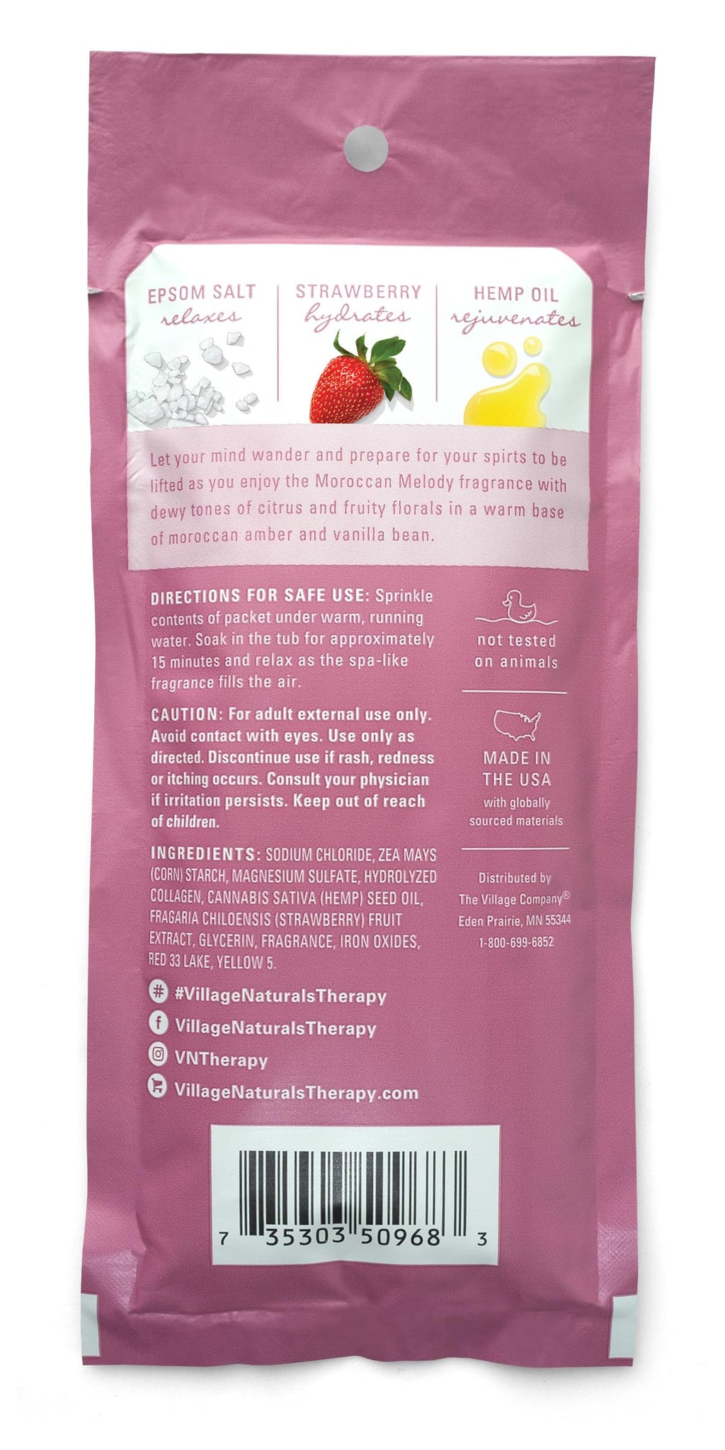 Village Naturals Therapy Glow Concentrated Mineral Bath Soak – Moroccan Melody, 2 oz, 12-pack