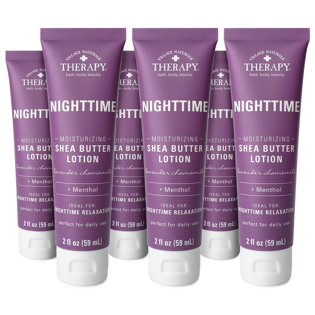 Village Naturals Therapy Nighttime Moisturizing Shea Butter Lotion – Lavender Chamomile (6-Pack)