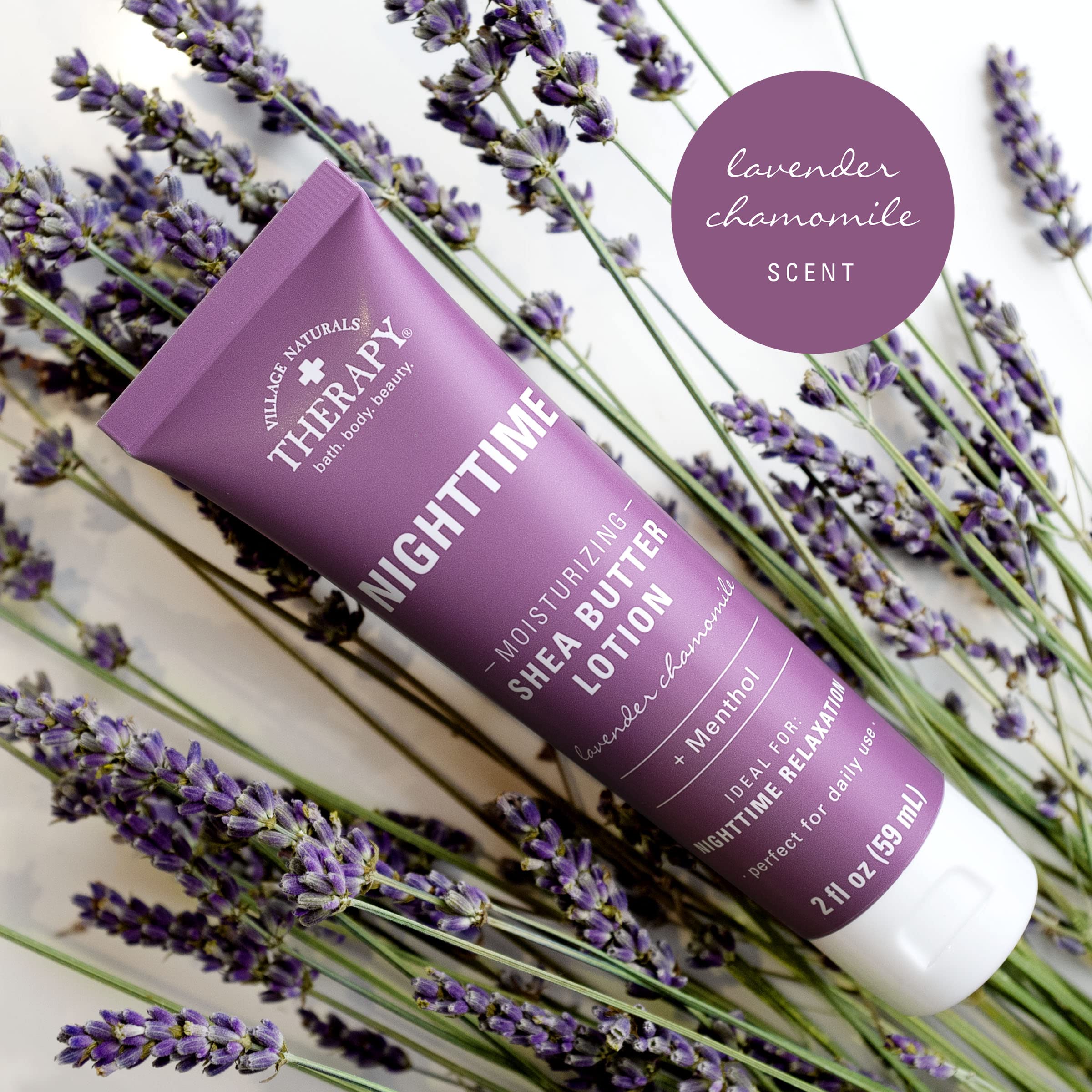 Village Naturals Therapy Nighttime Moisturizing Shea Butter Lotion – Lavender Chamomile (6-Pack)