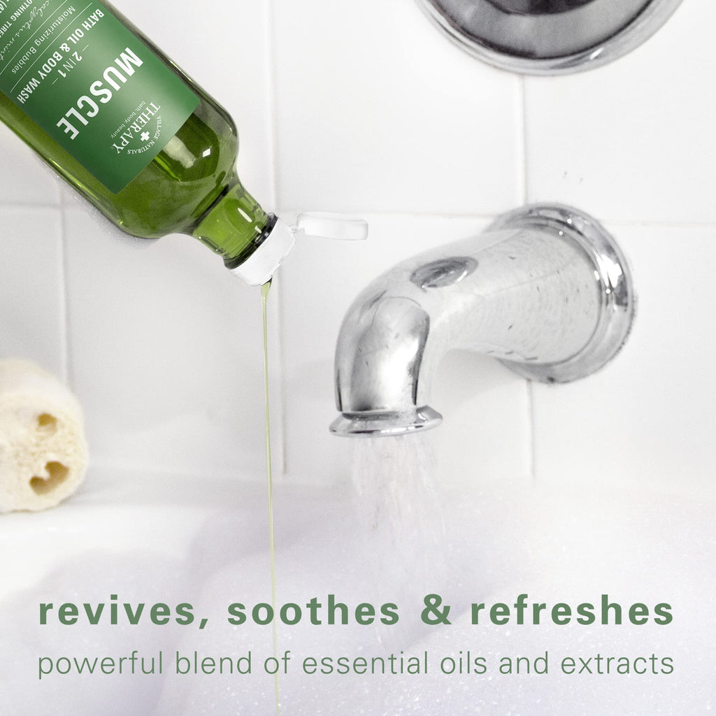 Village Naturals Therapy Muscle Foaming Bath Oil & Body Wash 2 Pack – 16 oz Each