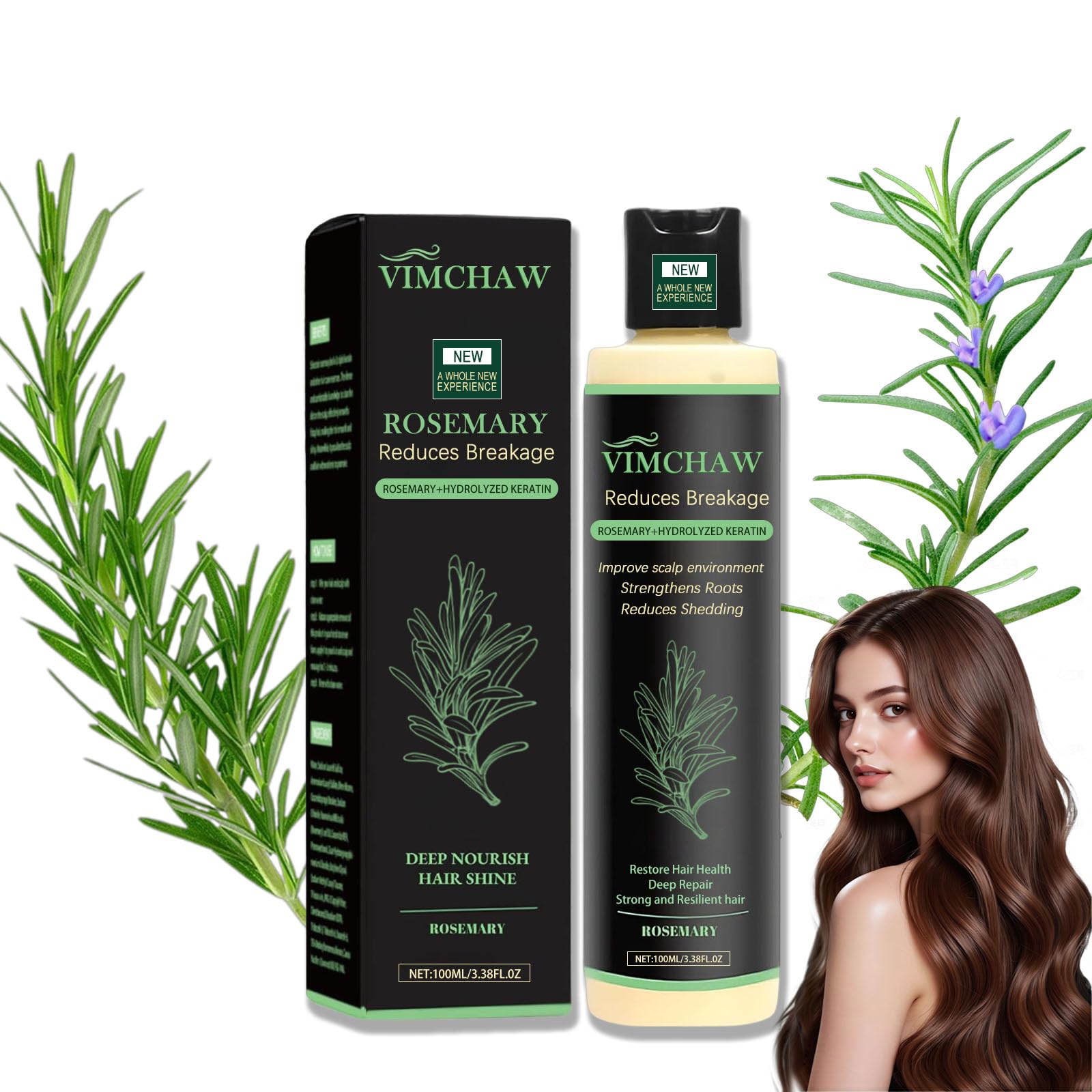 Vimchaw Organic Rosemary Hair Growth Shampoo – Strengthening with Hydrolyzed Keratin