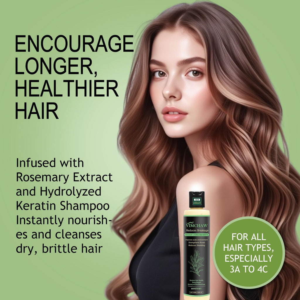 Vimchaw Organic Rosemary Hair Growth Shampoo for Thinning Hair | Strengthening with Hydrolyzed Keratin