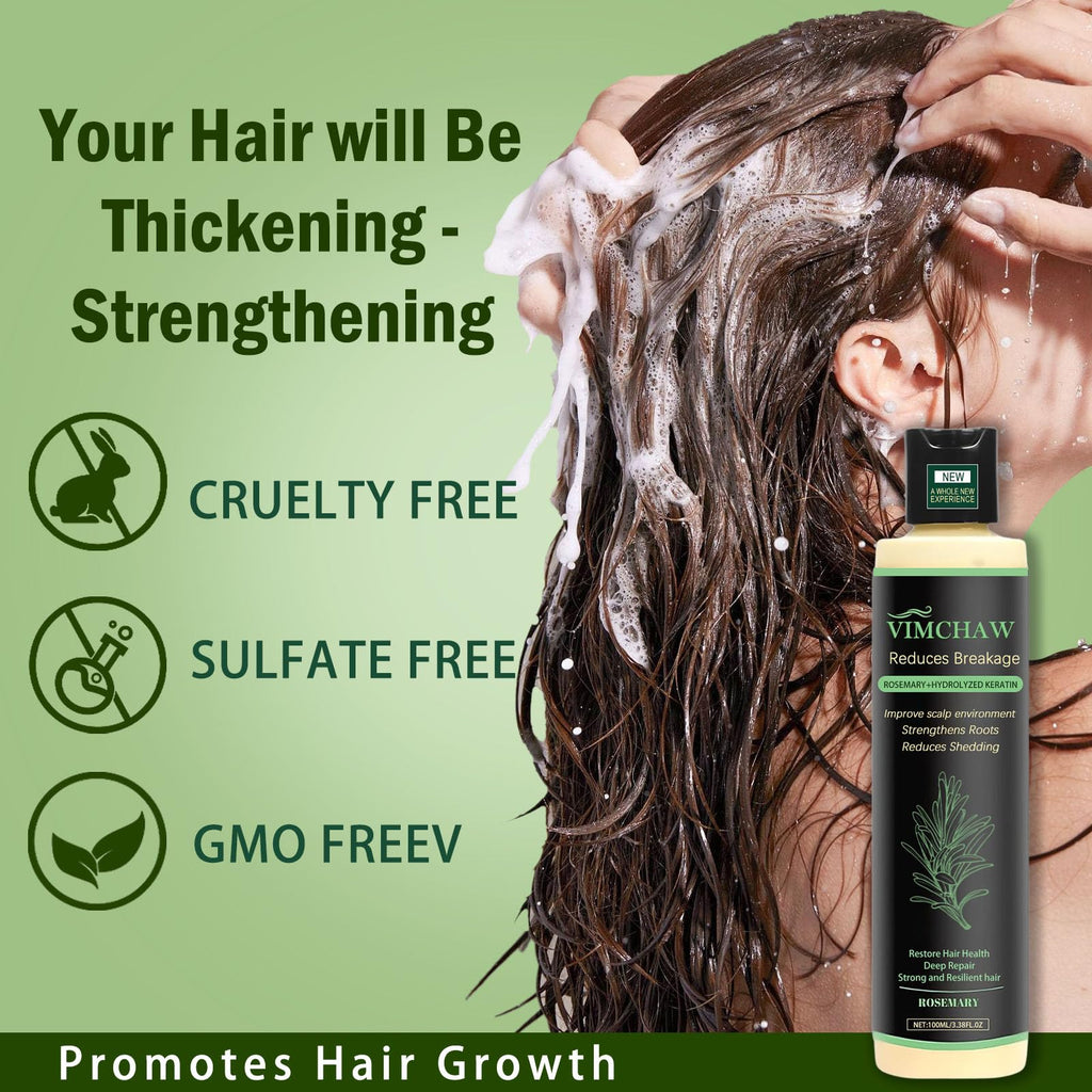 Vimchaw Organic Rosemary Hair Growth Shampoo for Thinning Hair | Strengthening with Hydrolyzed Keratin