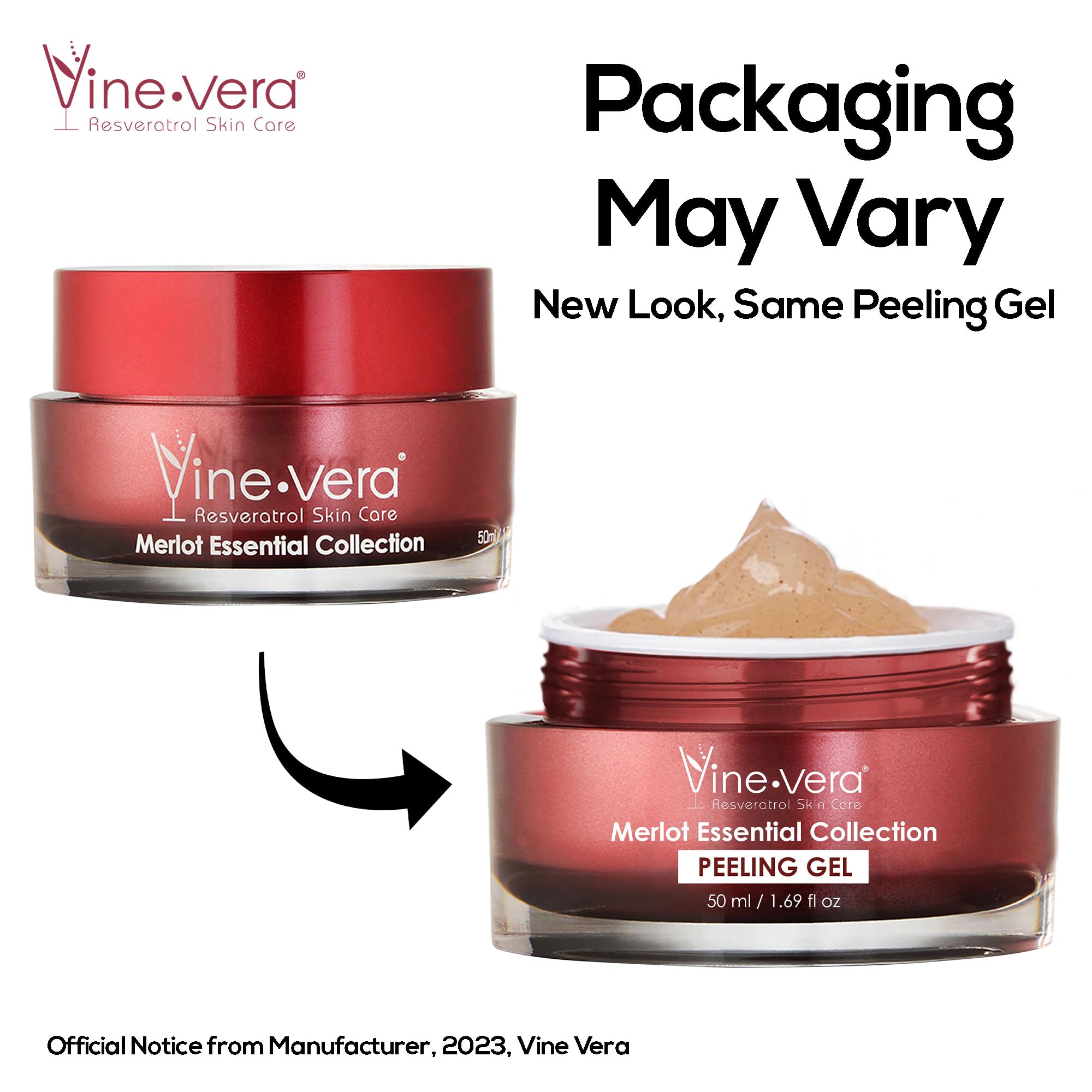 Vine Vera Merlot Facial Peeling Gel – Gentle Resveratrol Exfoliator for Dry, Sensitive, Mature Skin