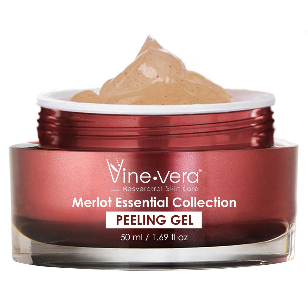 Vine Vera Merlot Facial Peeling Gel – Gentle Resveratrol Exfoliator for Dry, Sensitive, Mature Skin