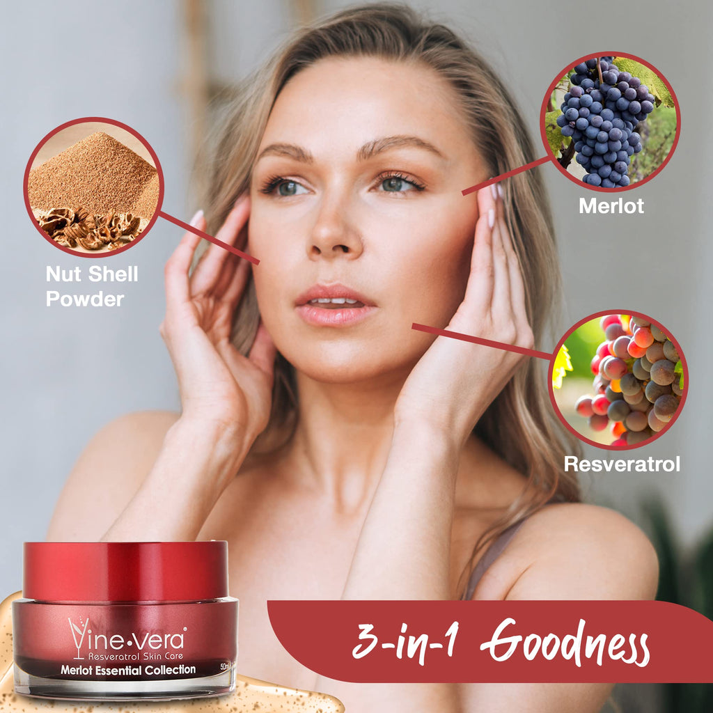 Vine Vera Merlot Facial Peeling Gel – Gentle Resveratrol Exfoliator for Dry, Sensitive, Mature Skin