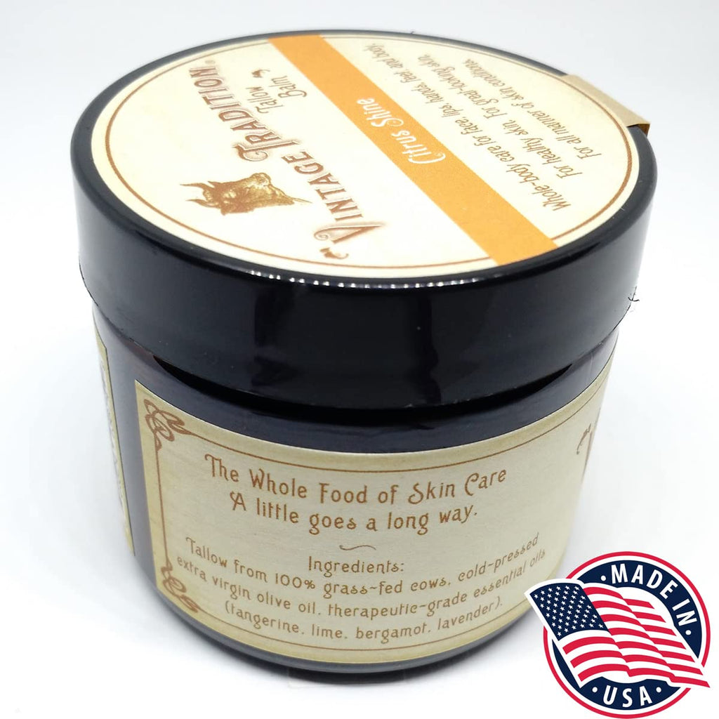 Vintage Tradition Beef Tallow Balm – All-Purpose Hydration with Citrus Oils, 2 oz
