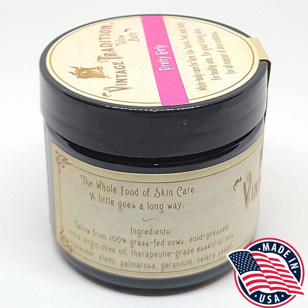 Vintage Tradition Beef Tallow All-Purpose Balm – Ultra-Rich Hydration, Floral Scent, 2 fl oz