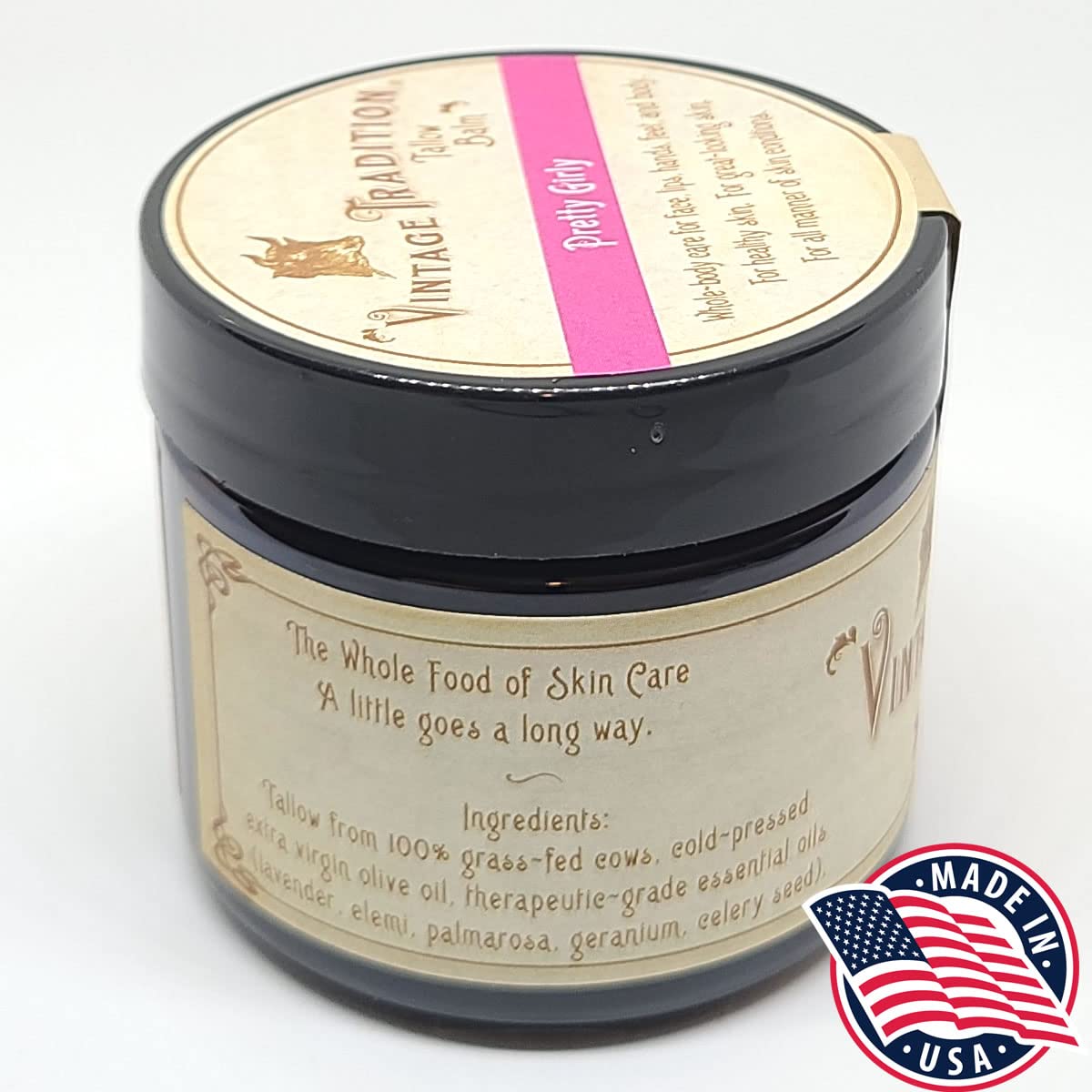 Vintage Tradition Beef Tallow All-Purpose Balm – Ultra-Rich Hydration, Floral Scent, 2 fl oz