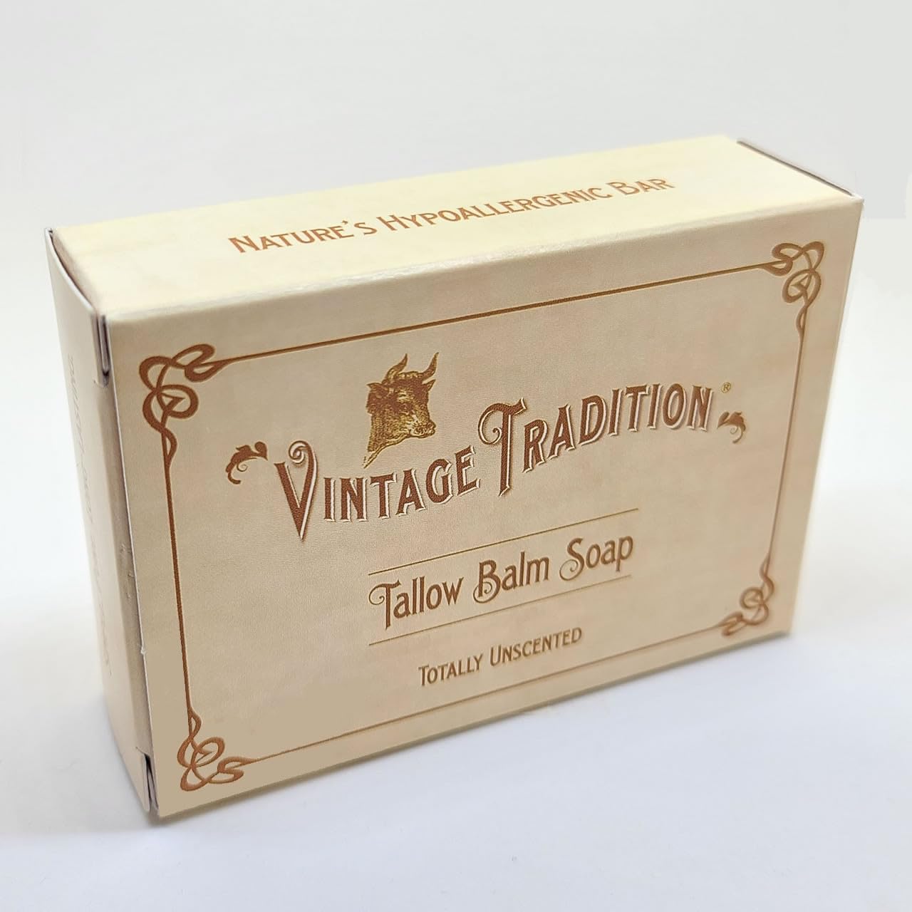 Vintage Tradition Unscented Tallow Balm Soap Bundle with White Ceramic Holder
