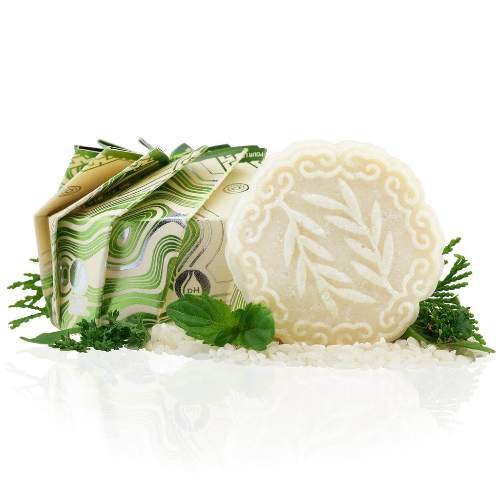 Viori Tea Tree Mint Shampoo Bar with Rice Water – Plastic-Free, Sulfate-Free