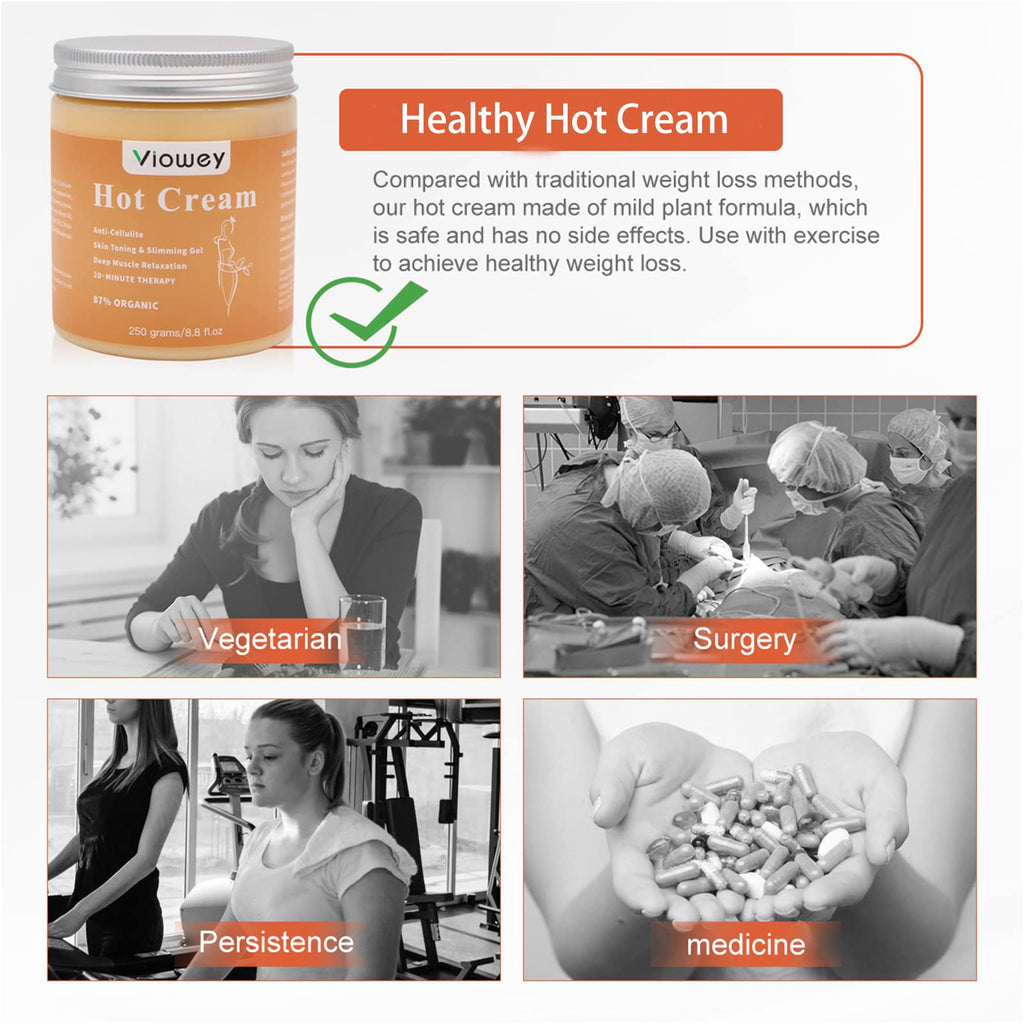 Viowey Hot Cream – Fat Burning Body Cream for Tummy, Waist & Limbs, 8.8oz