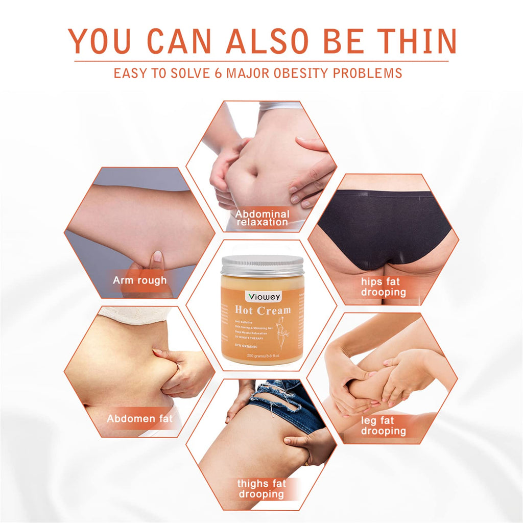 Viowey Hot Cream – Fat Burning Body Cream for Tummy, Waist & Limbs, 8.8oz