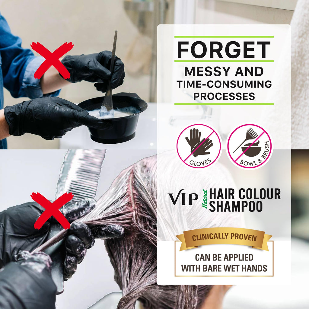 VIP Hair Colour Shampoo, 400ml – 3 in 1 Hair Color, Conditioner & Shampoo