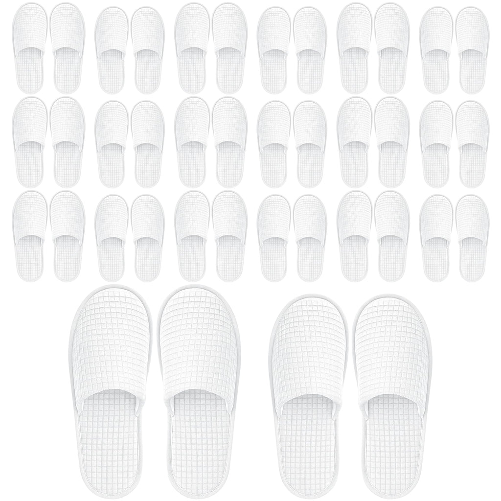 Vipay 20 Pairs White Disposable Slippers | Non-Slip, 2-Size Spa Slippers for Hotels and Travel
