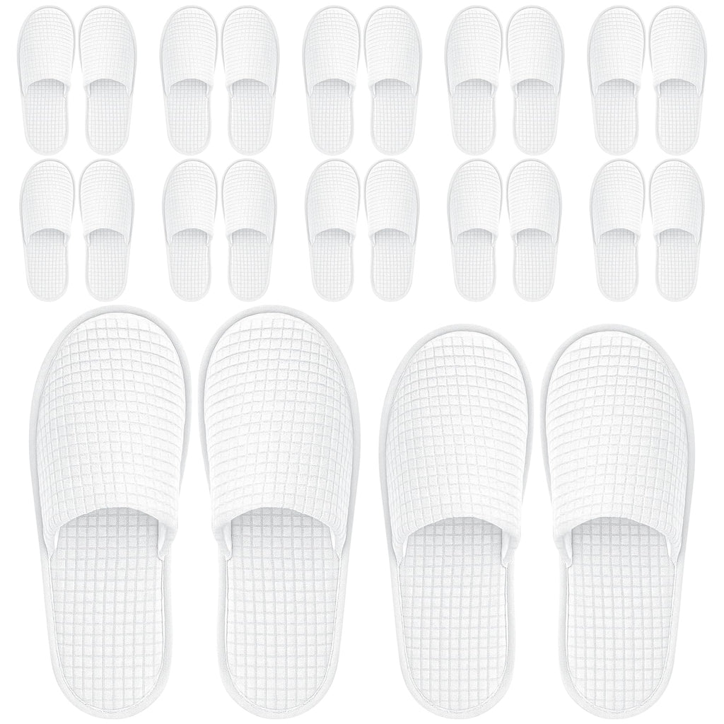 Vipay 12 Pairs Disposable Slippers for Guests – Breathable White Indoor Slippers (M/L)