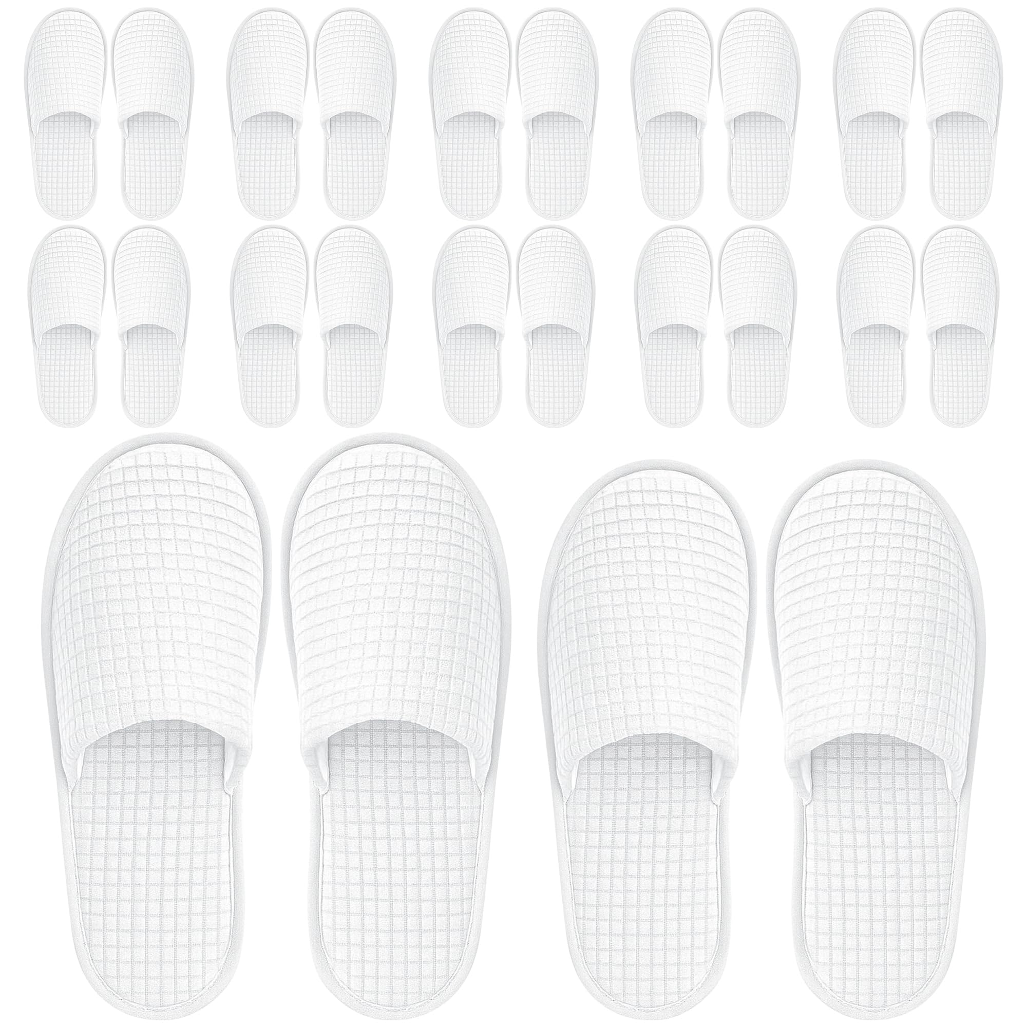 Vipay 12 Pairs Disposable Slippers for Guests – Breathable White Indoor Slippers (M/L)