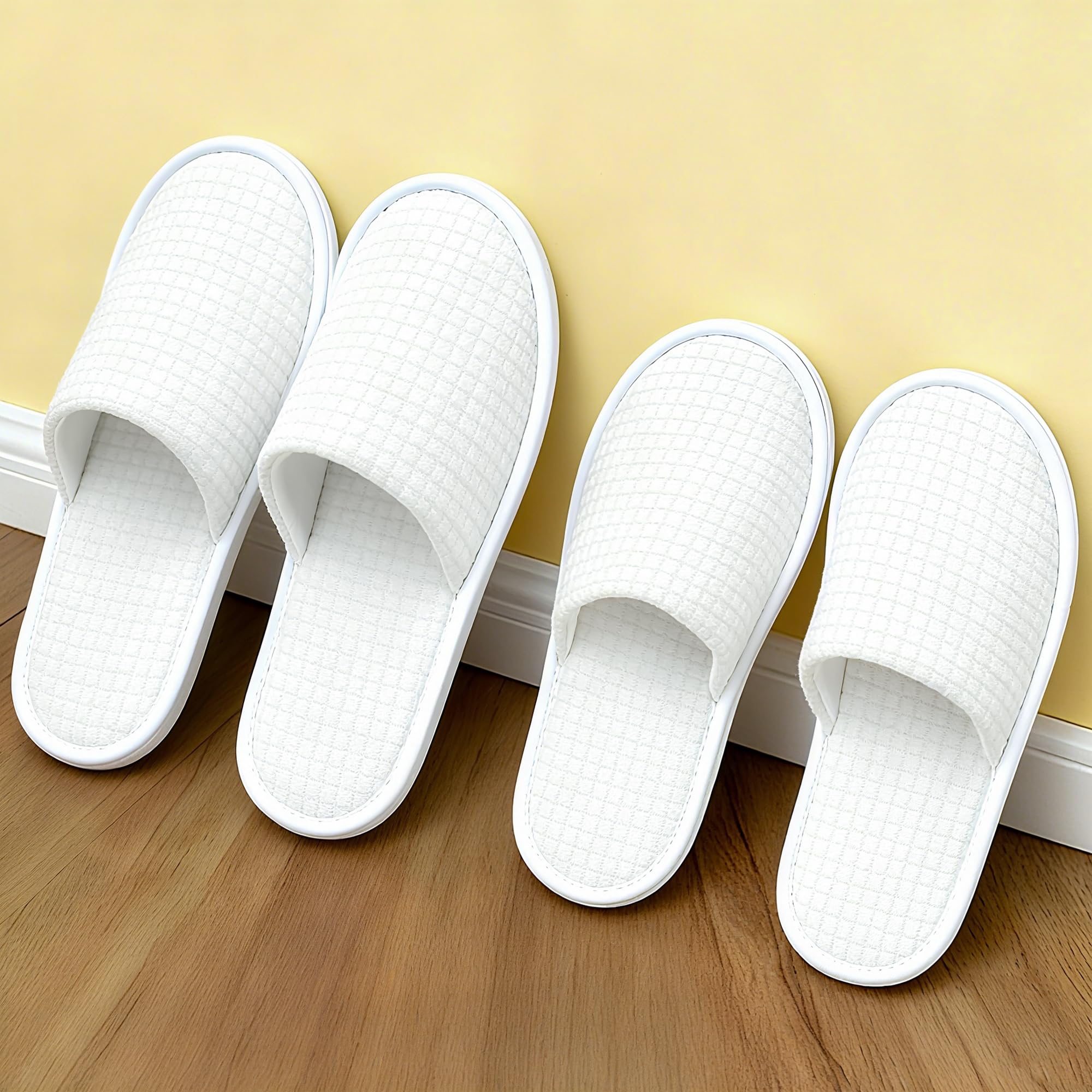 Vipay 12 Pairs Disposable Slippers for Guests – Breathable White Indoor Slippers (M/L)