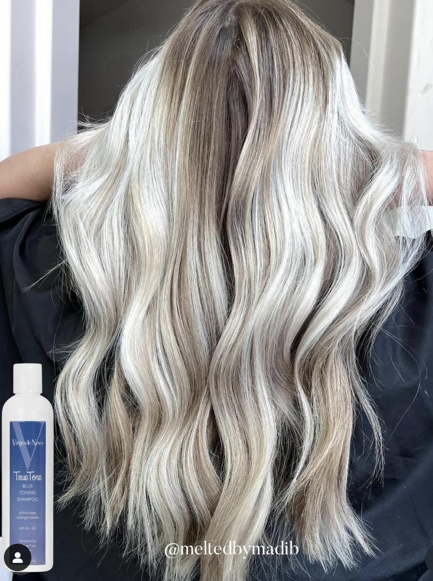 Virgo de Novo Blue Toning Shampoo 8 oz – Neutralizes Brass & Orange Tones (Sulfate-Free, Vegan)