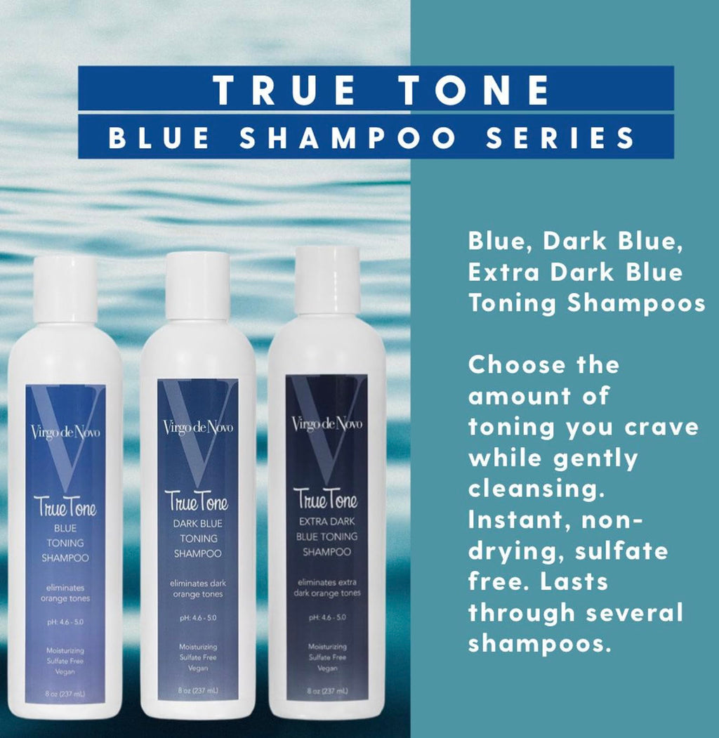 Virgo de Novo Blue Toning Shampoo 8 oz – Neutralizes Brass & Orange Tones (Sulfate-Free, Vegan)