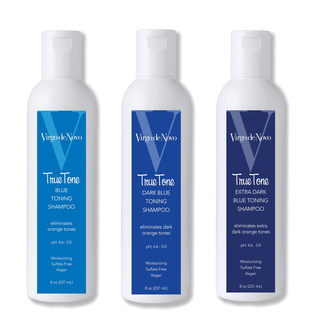 Virgo de Novo Blue Toning Shampoo 8 oz – Neutralizes Brass & Orange Tones (Sulfate-Free, Vegan)