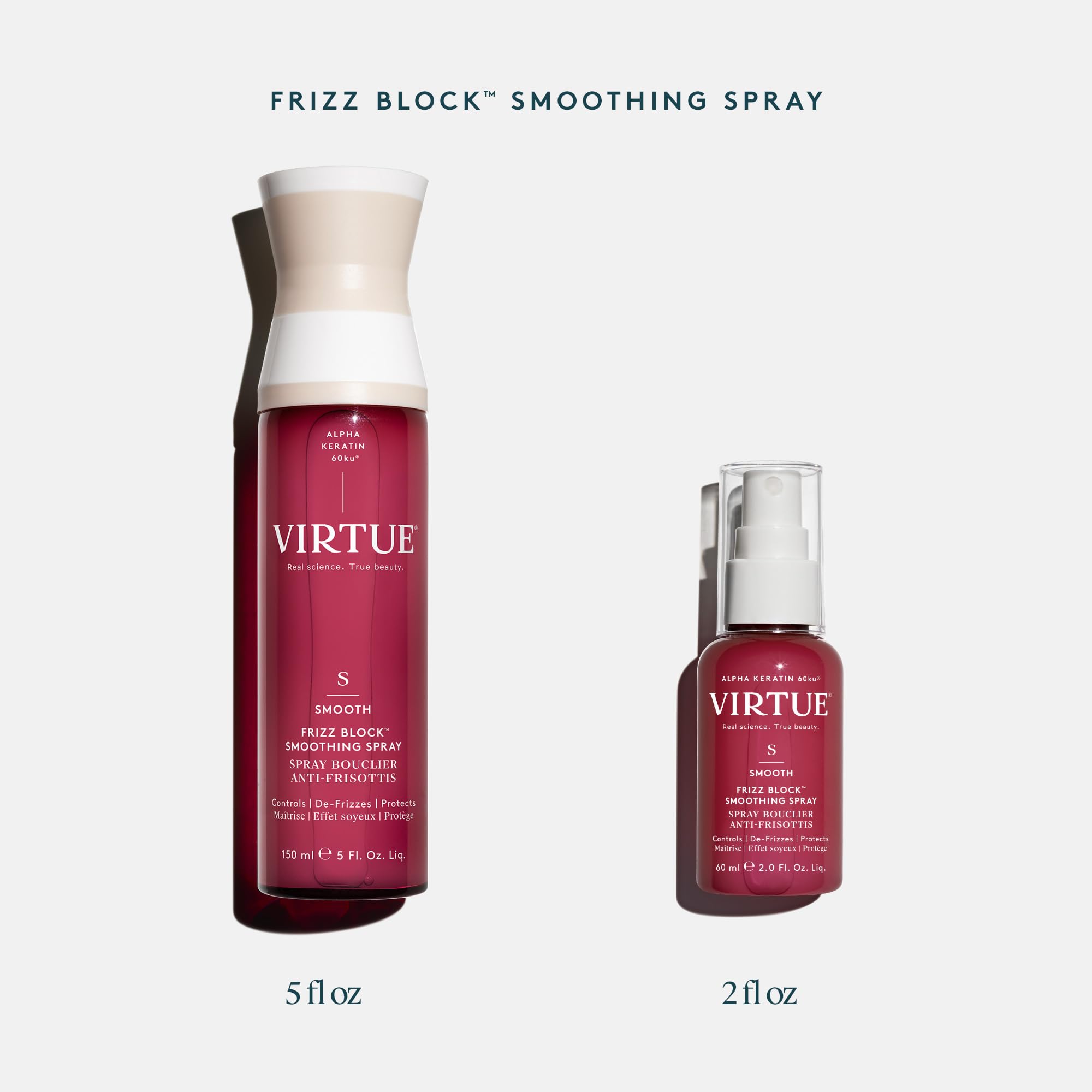 VIRTUE Frizz Block Smoothing Spray | Heat & Humidity Protection, Color Safe, 5 fl oz