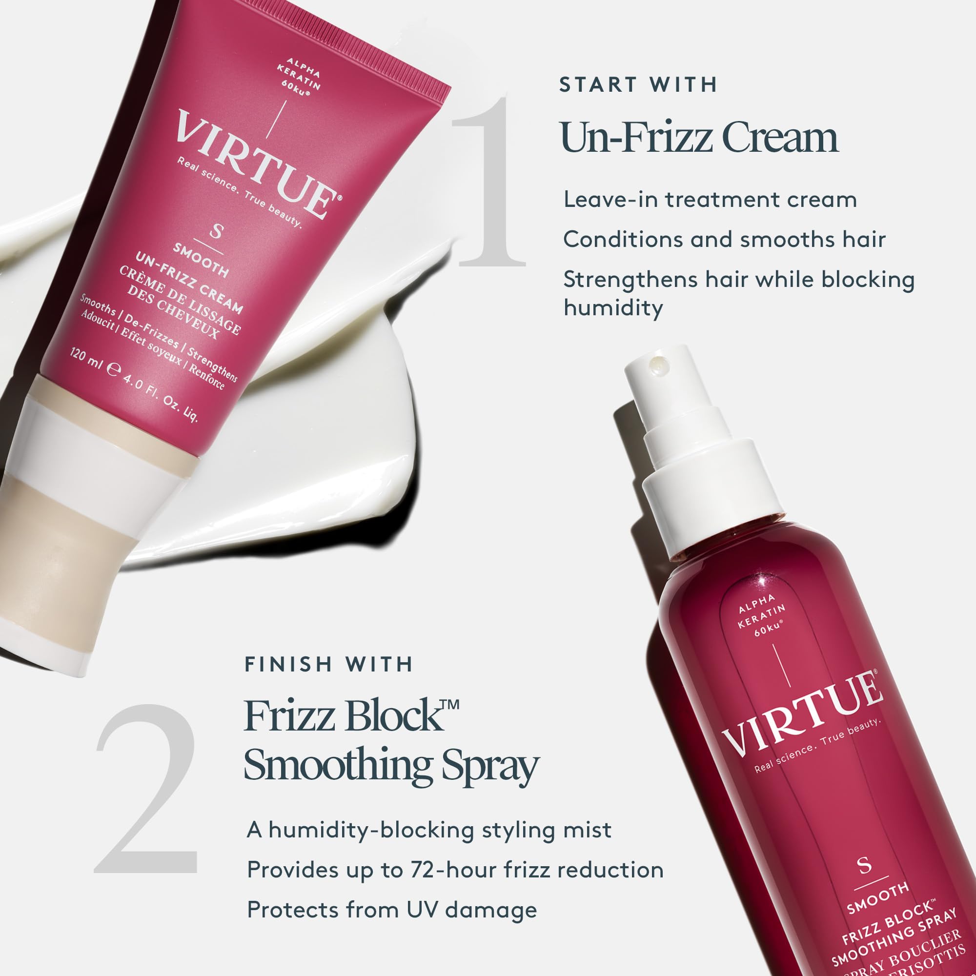 VIRTUE Frizz Block Smoothing Spray | Heat & Humidity Protection, Color Safe, 5 fl oz