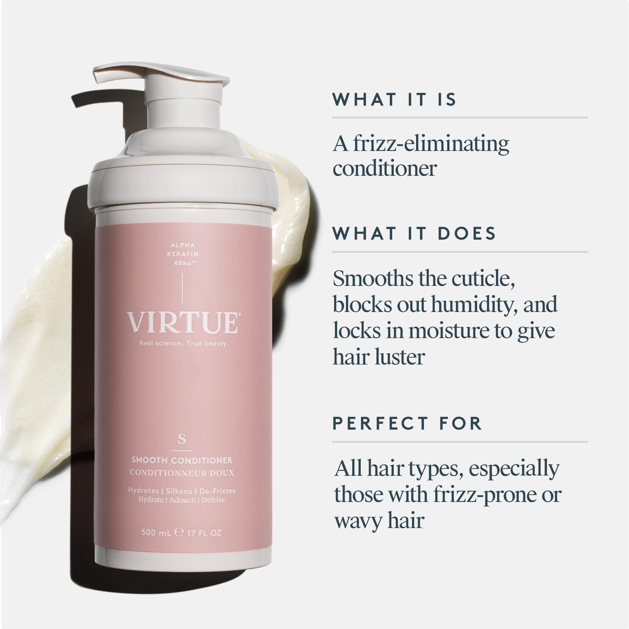 Virtue Smooth Conditioner — Frizz Control for Curly Hair, Sulfate Free & Color Safe | VIRTUE