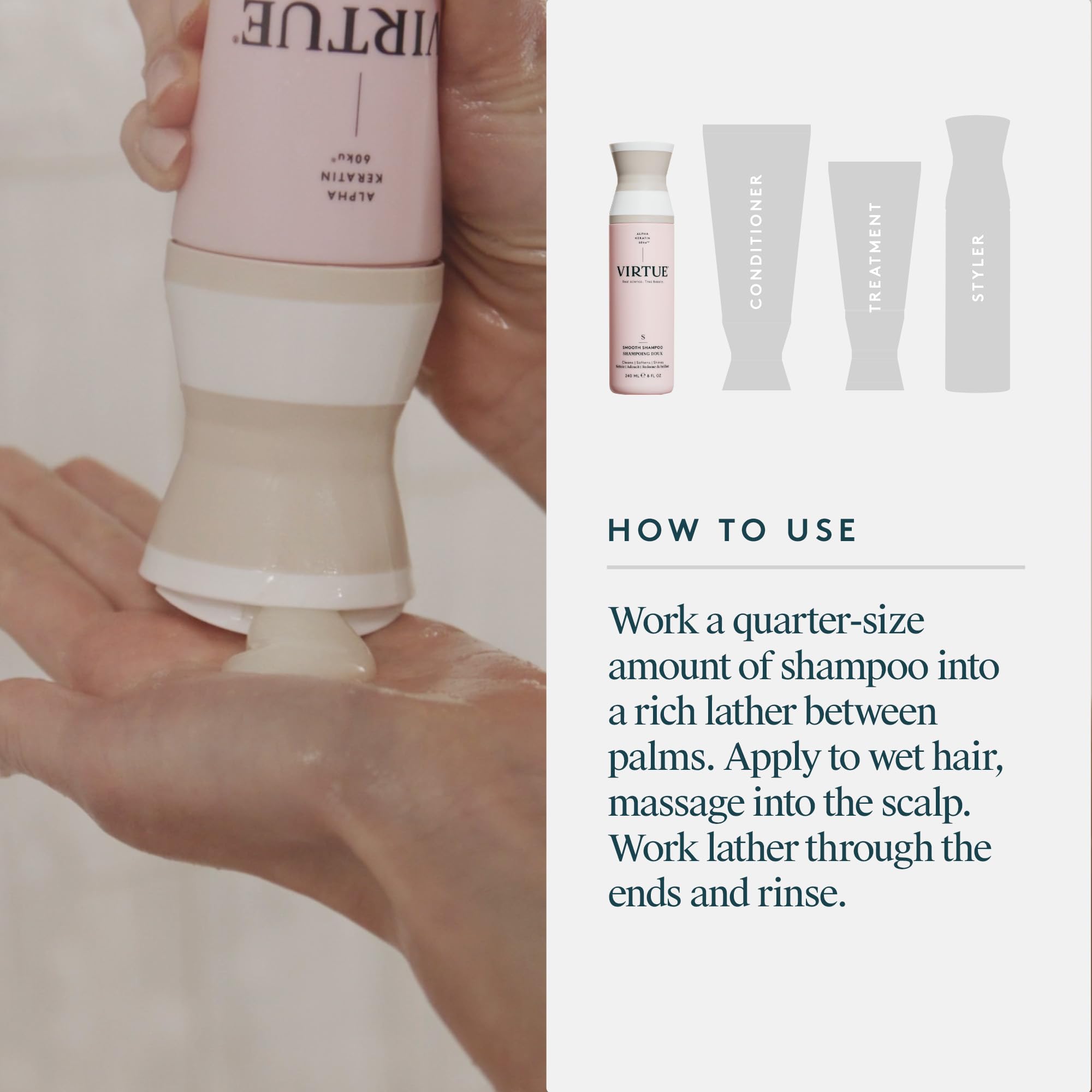 VIRTUE Smooth Sulfate-Free Shampoo for Frizz Control | Safe for All Hair Types