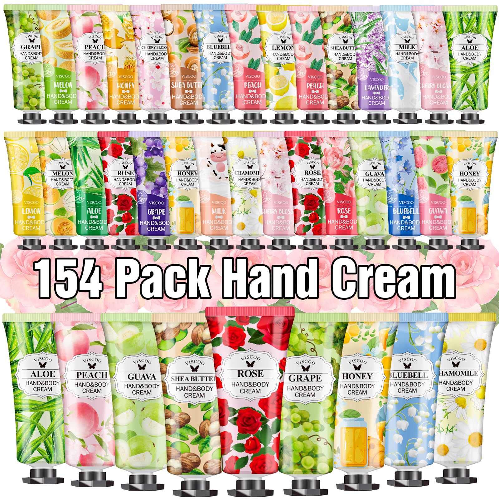VISCOO 154 Pack Hand Cream Gift Set for Women – Bulk Travel-Size Moisturizers