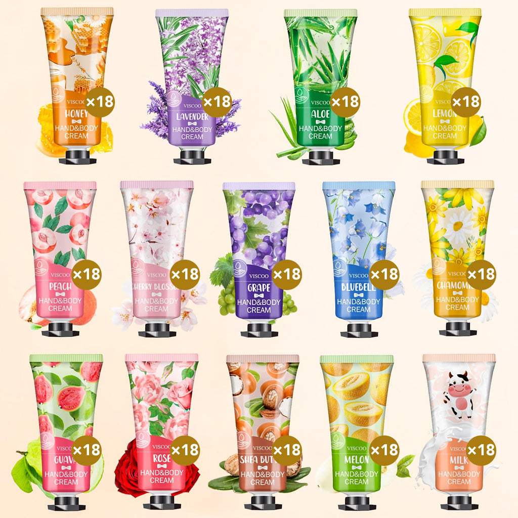 VISCOO 252 Pack Hand Cream Gift Set – 14 Fragrances, Travel-Sized Moisturizers