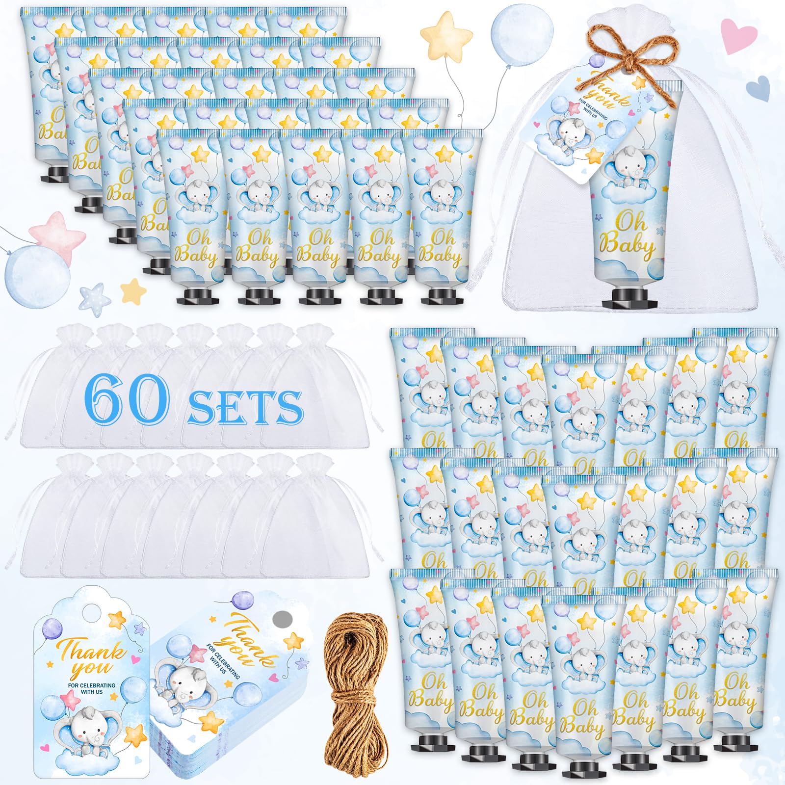 Viscoo 60-Set Baby Shower Hand Cream – Elephant Theme Party Favors