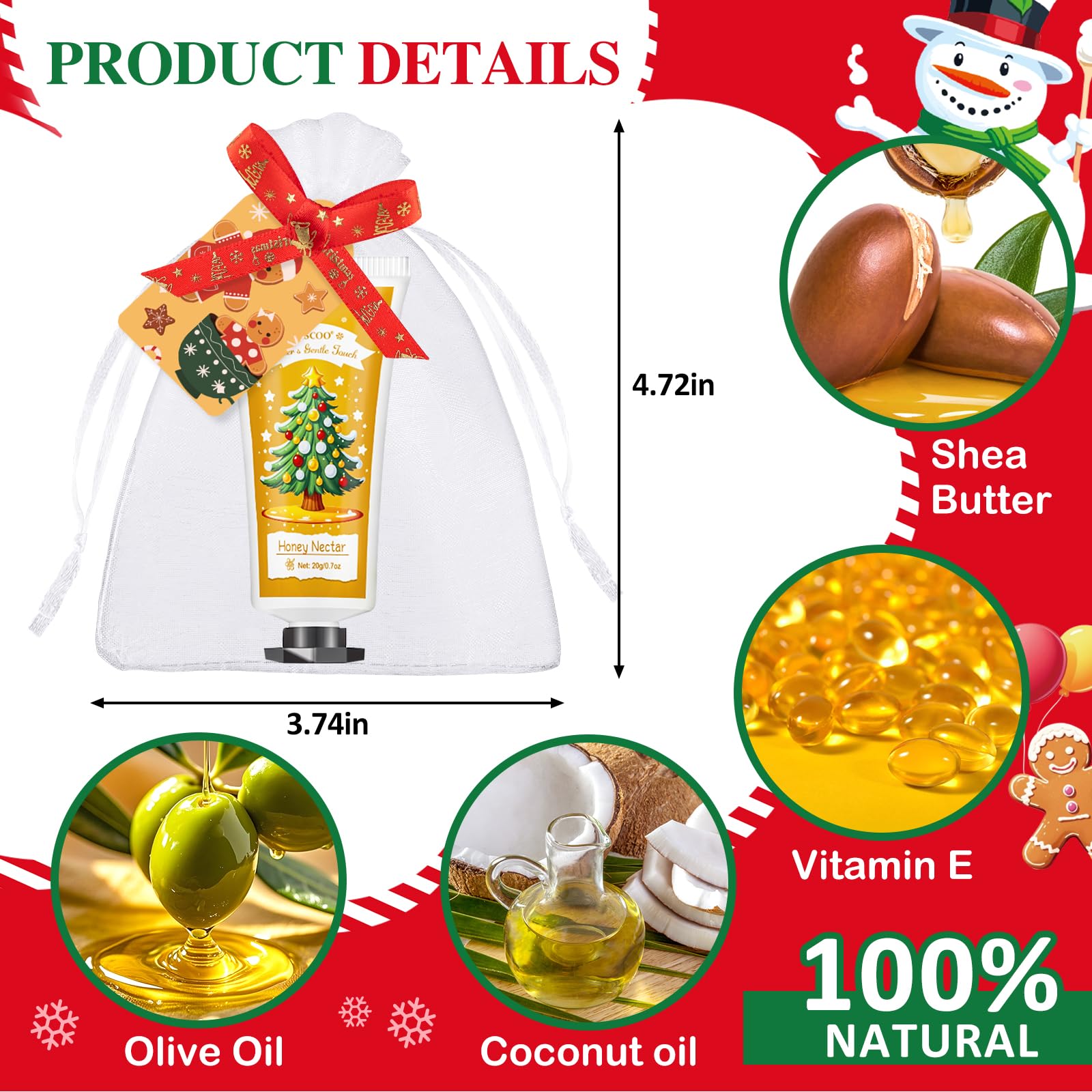 VISCOO 120-Set Christmas Hand Cream Gift Set | 6 Scents, Cards & Organza Bags