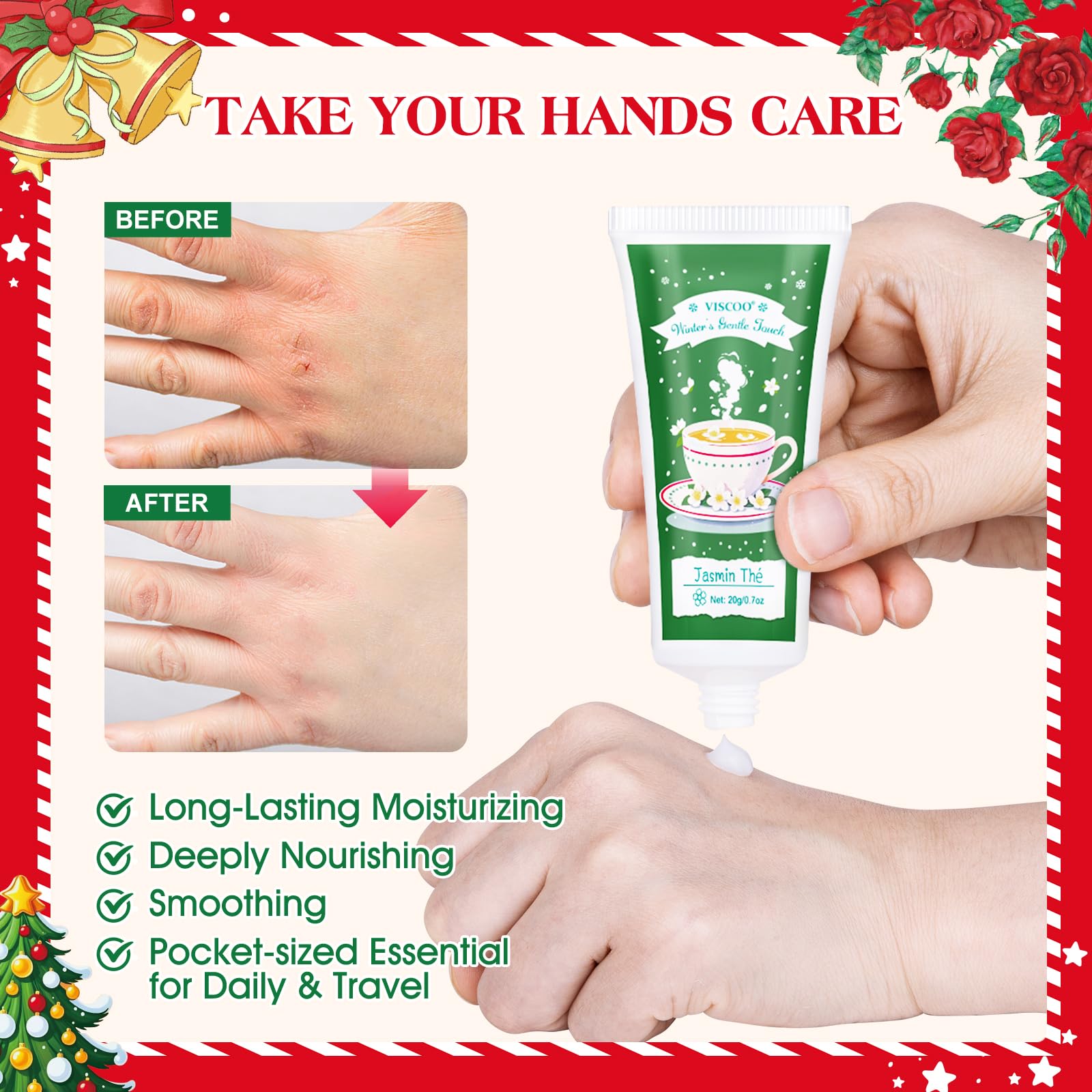 VISCOO 120-Set Christmas Hand Cream Gift Set | 6 Scents, Cards & Organza Bags
