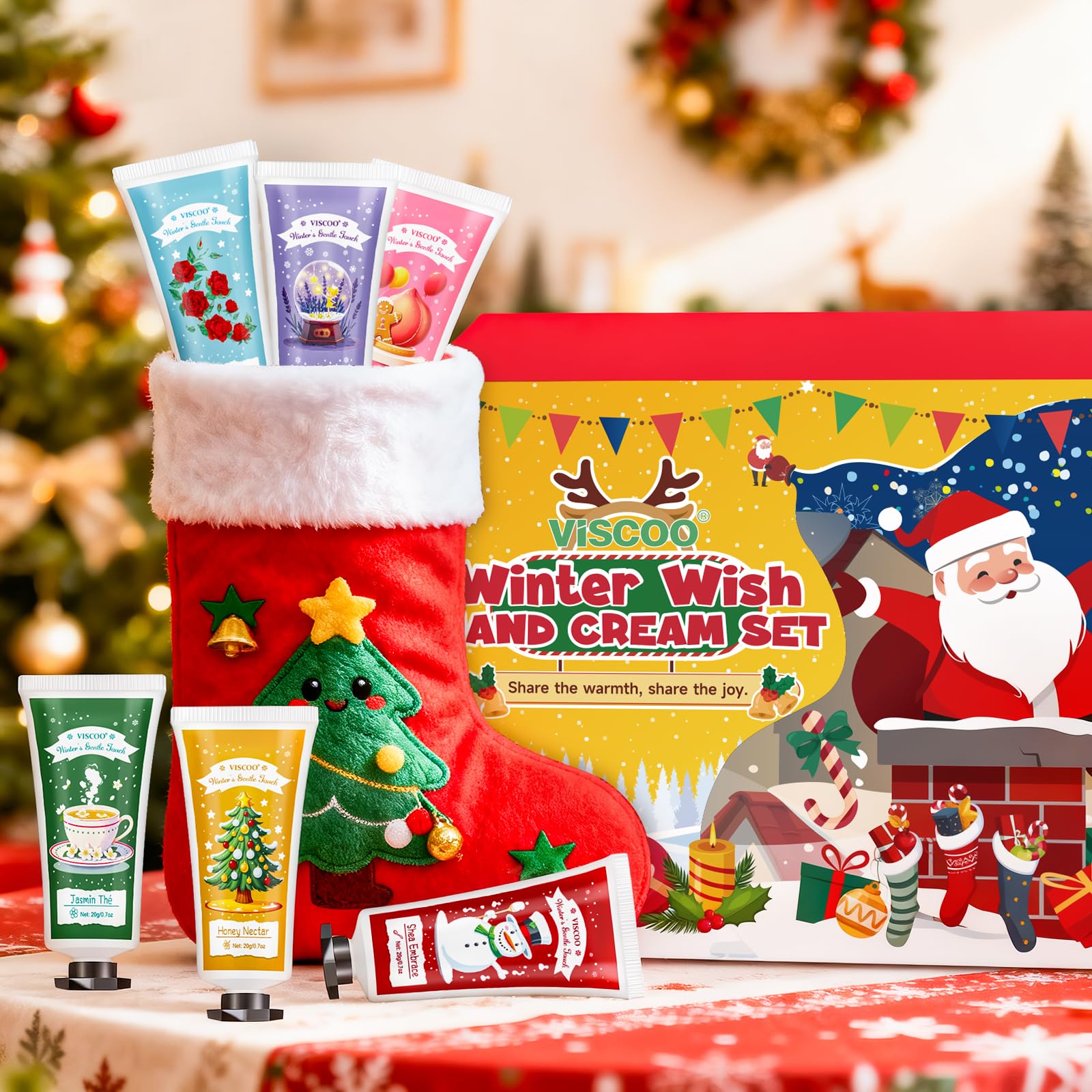 VISCOO 120-Set Christmas Hand Cream Gift Set | 6 Scents, Cards & Organza Bags
