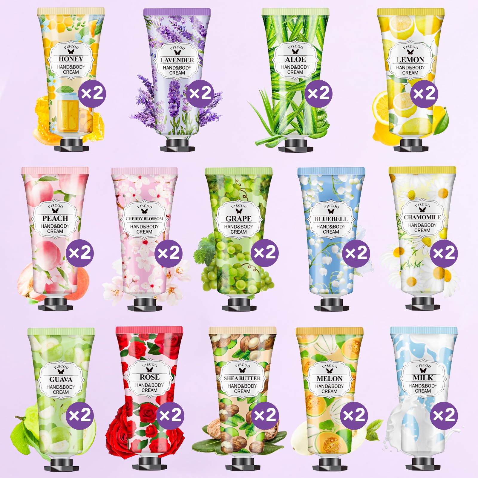 VISCOO 28 Pack Hand Cream Gift Set – 14 Fragrances, Travel-Size Moisturizers